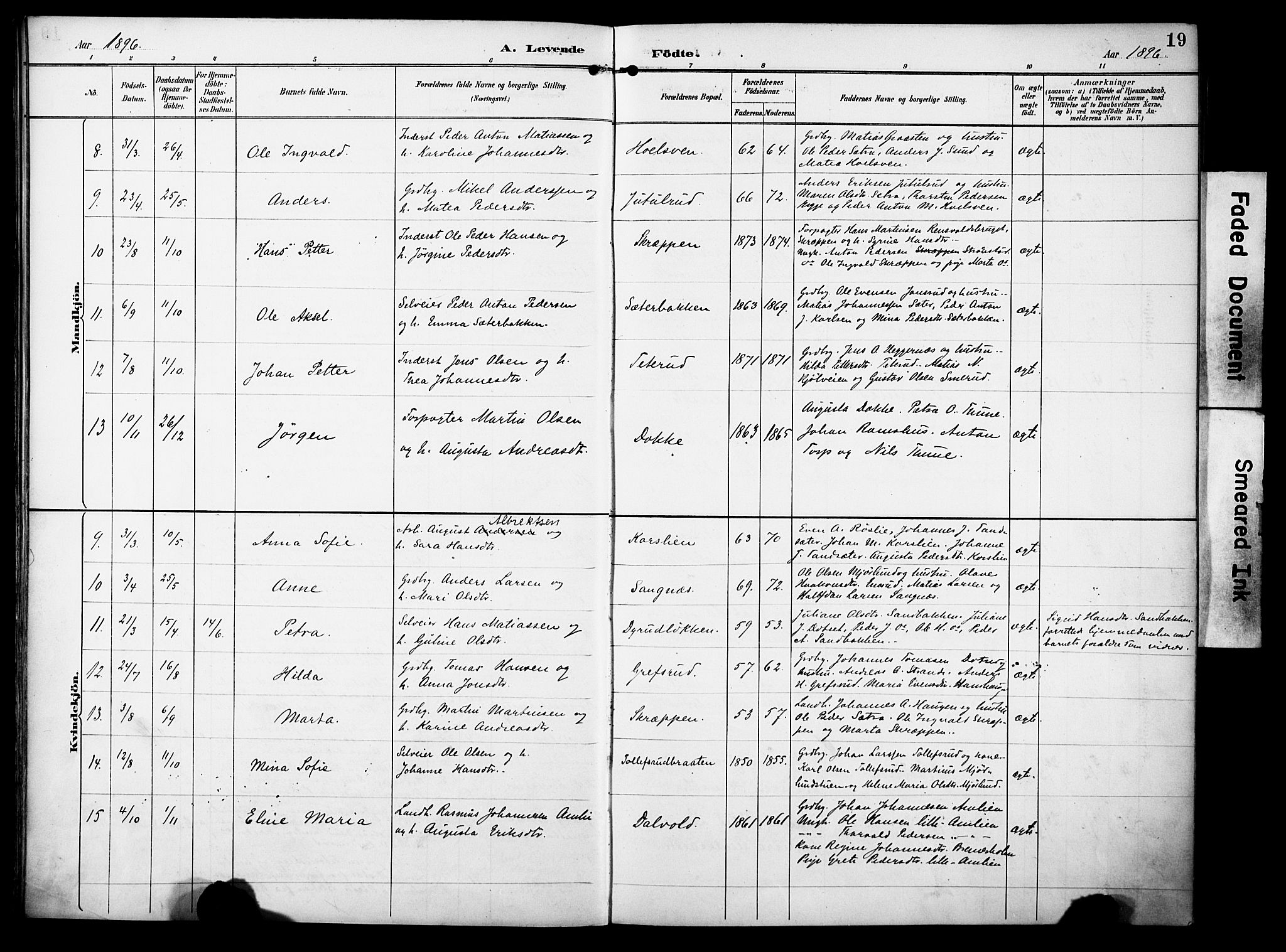 Vestre Toten prestekontor, AV/SAH-PREST-108/H/Ha/Haa/L0012: Parish register (official) no. 12, 1890-1906, p. 19