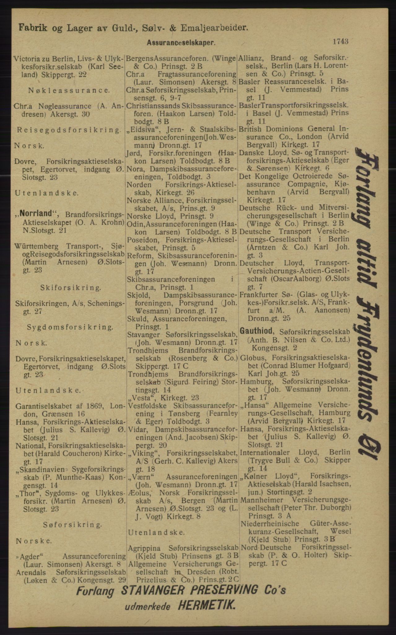 Kristiania/Oslo adressebok, PUBL/-, 1913, p. 1699