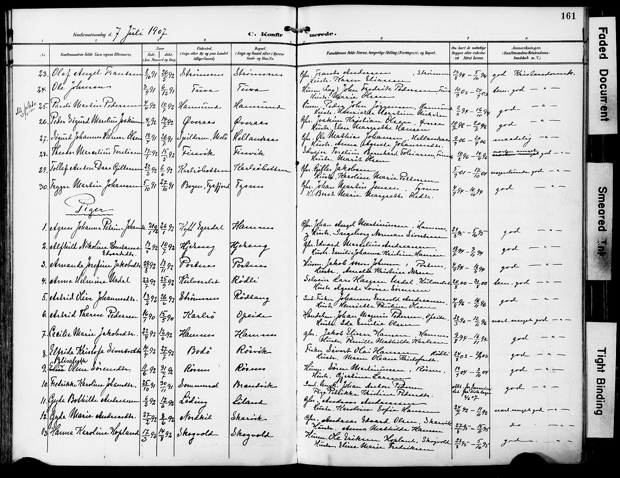 Ministerialprotokoller, klokkerbøker og fødselsregistre - Nordland, AV/SAT-A-1459/859/L0848: Parish register (official) no. 859A08, 1900-1912, p. 161