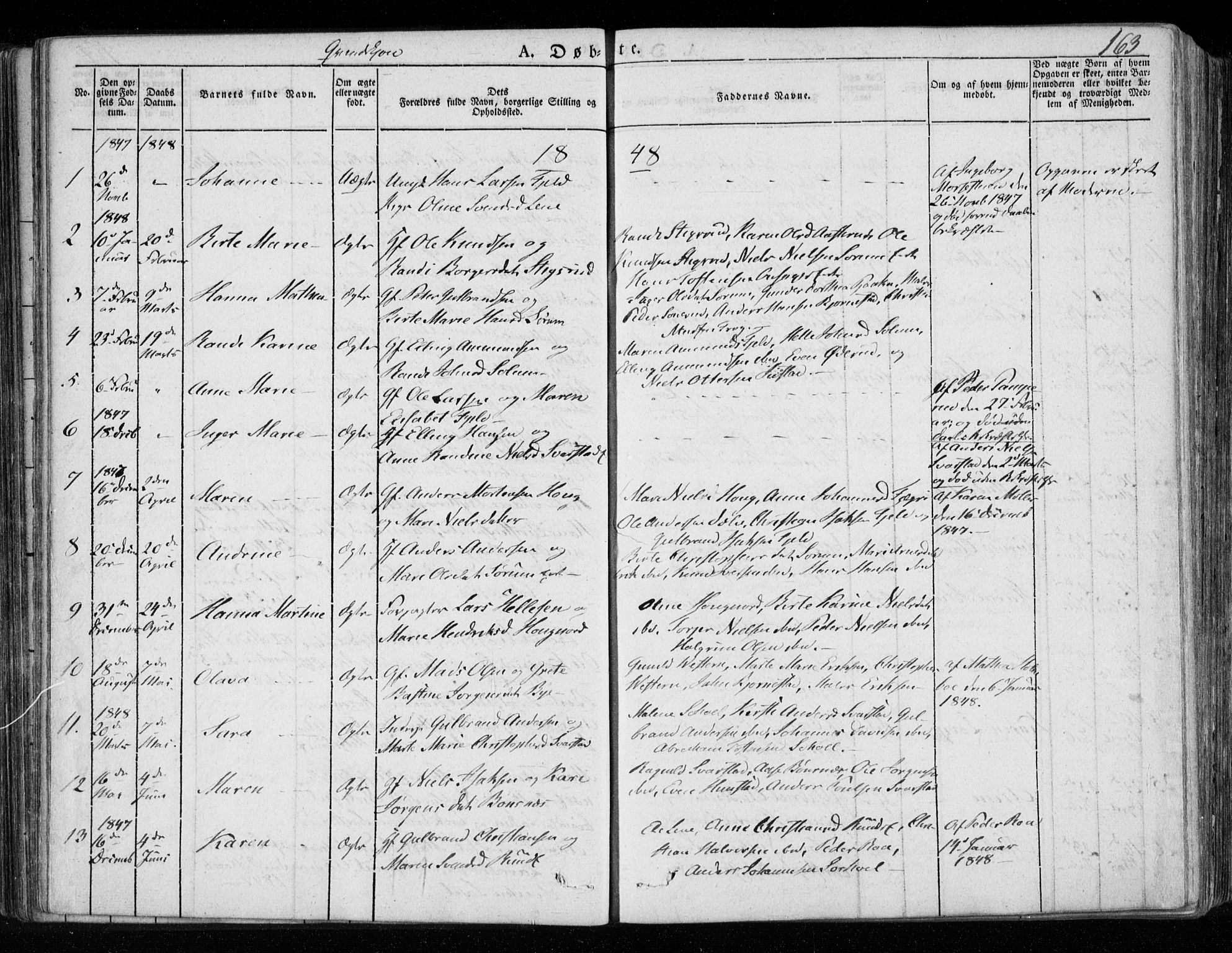Hole kirkebøker, SAKO/A-228/F/Fa/L0005: Parish register (official) no. I 5, 1833-1851, p. 163