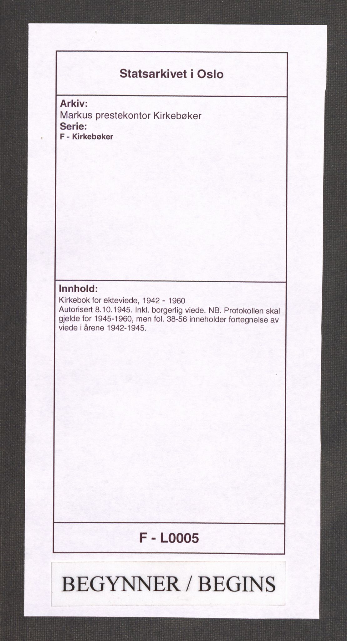 Markus prestekontor Kirkebøker, SAO/A-10830/F/L0005: Parish register (official) no. 5, 1942-1960