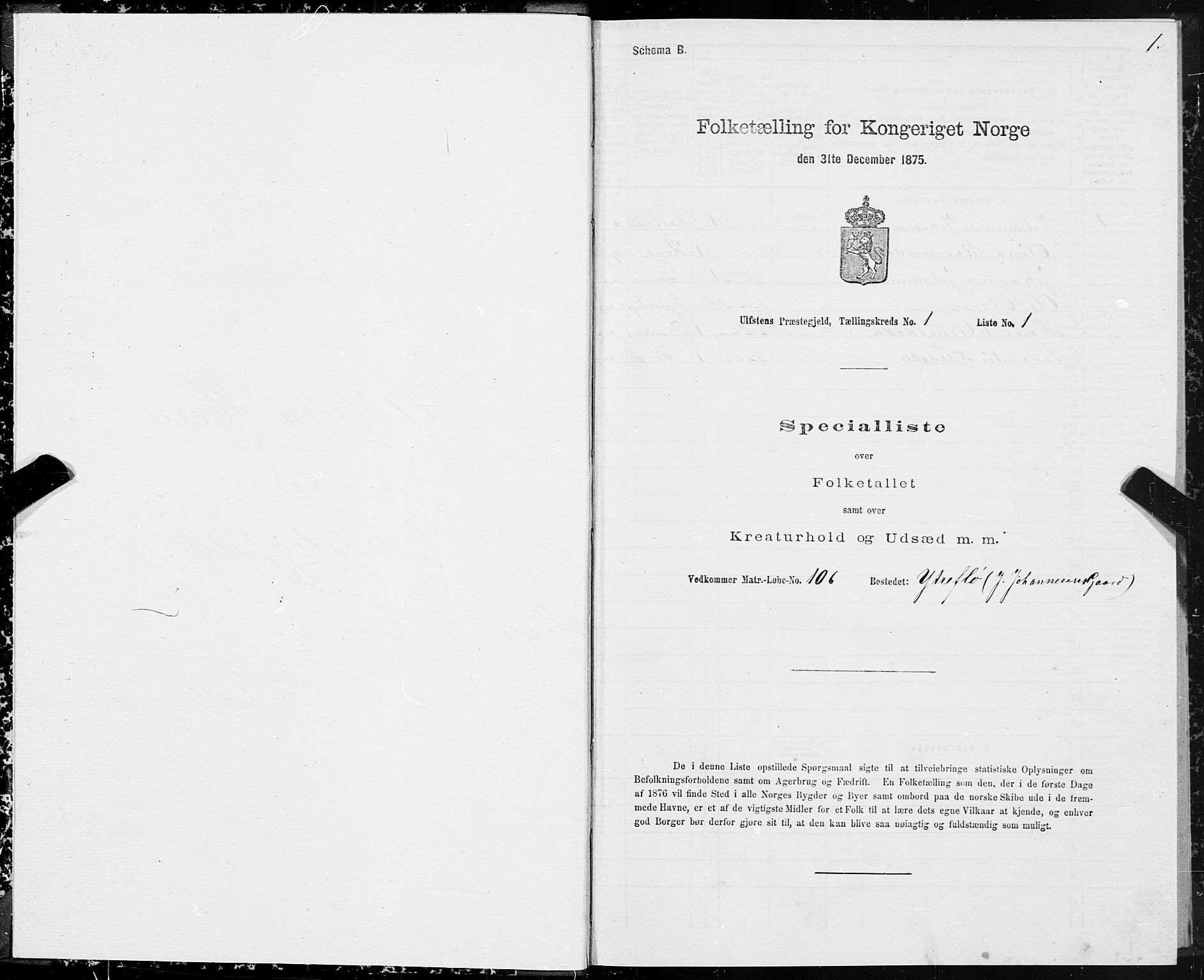 SAT, 1875 census for 1516P Ulstein, 1875, p. 1001