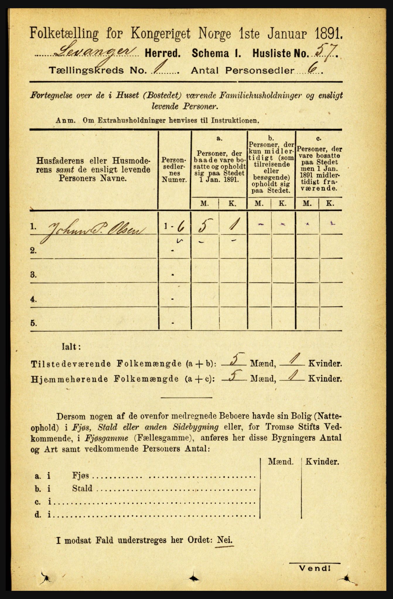 RA, 1891 census for 1720 Levanger, 1891, p. 78