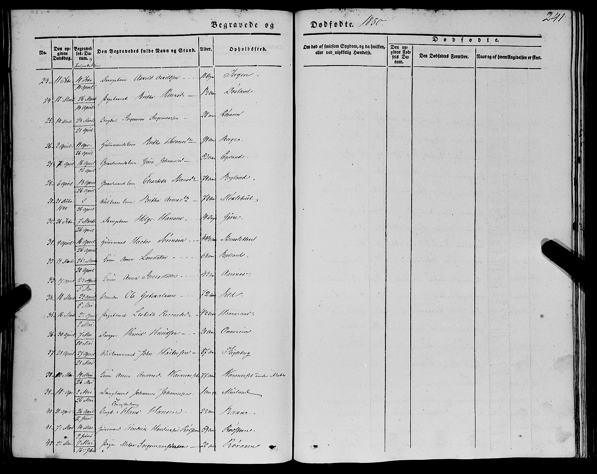 Kvinnherad sokneprestembete, SAB/A-76401/H/Haa: Parish register (official) no. A 7, 1843-1853, p. 241