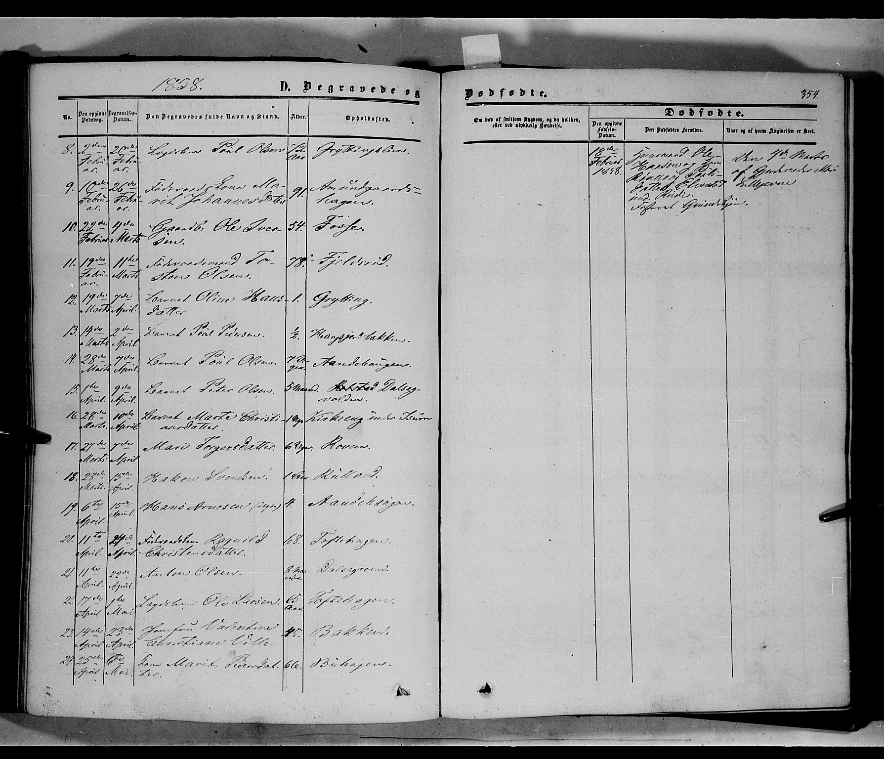 Sør-Fron prestekontor, SAH/PREST-010/H/Ha/Haa/L0001: Parish register (official) no. 1, 1849-1863, p. 354