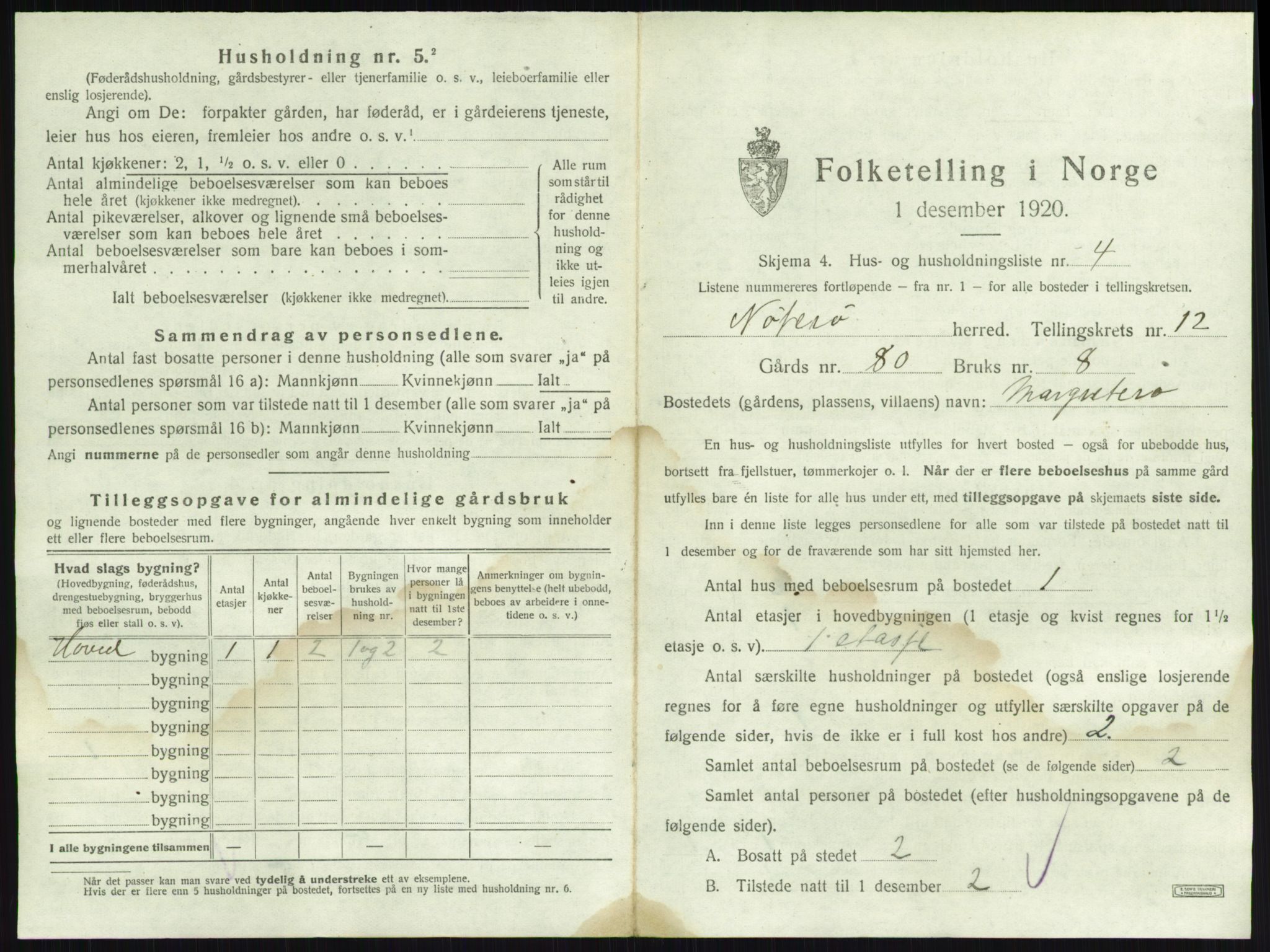 SAKO, 1920 census for Nøtterøy, 1920, p. 2459
