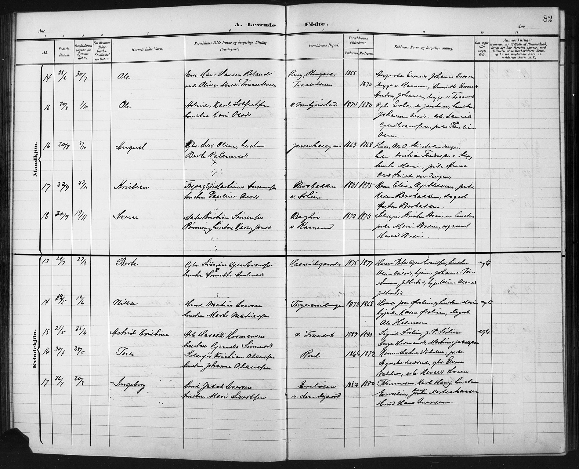 Fåberg prestekontor, AV/SAH-PREST-086/H/Ha/Hab/L0011: Parish register (copy) no. 11, 1901-1921, p. 82