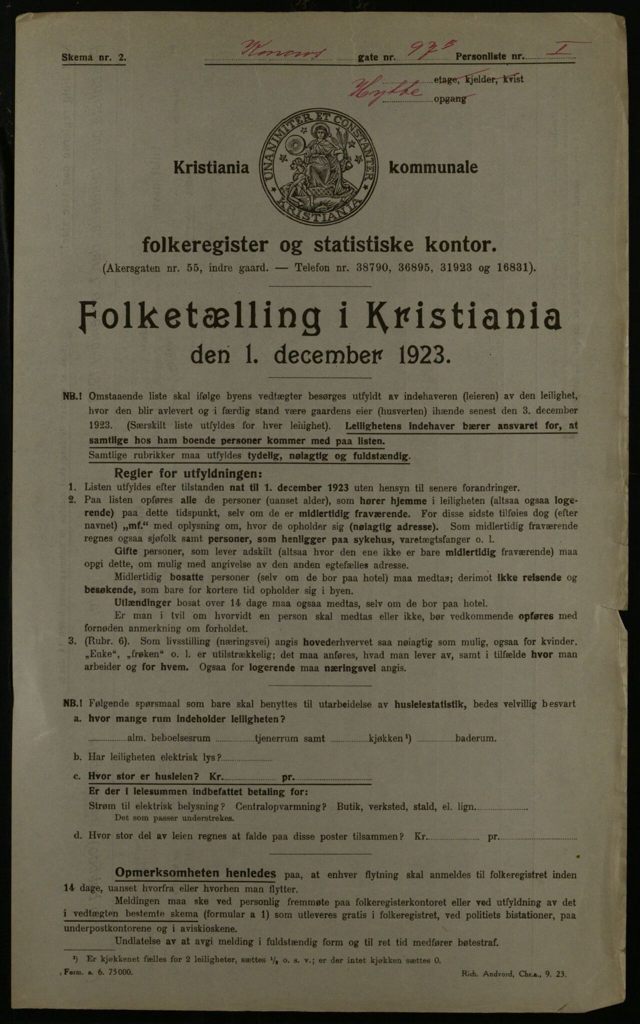 OBA, Municipal Census 1923 for Kristiania, 1923, p. 59843