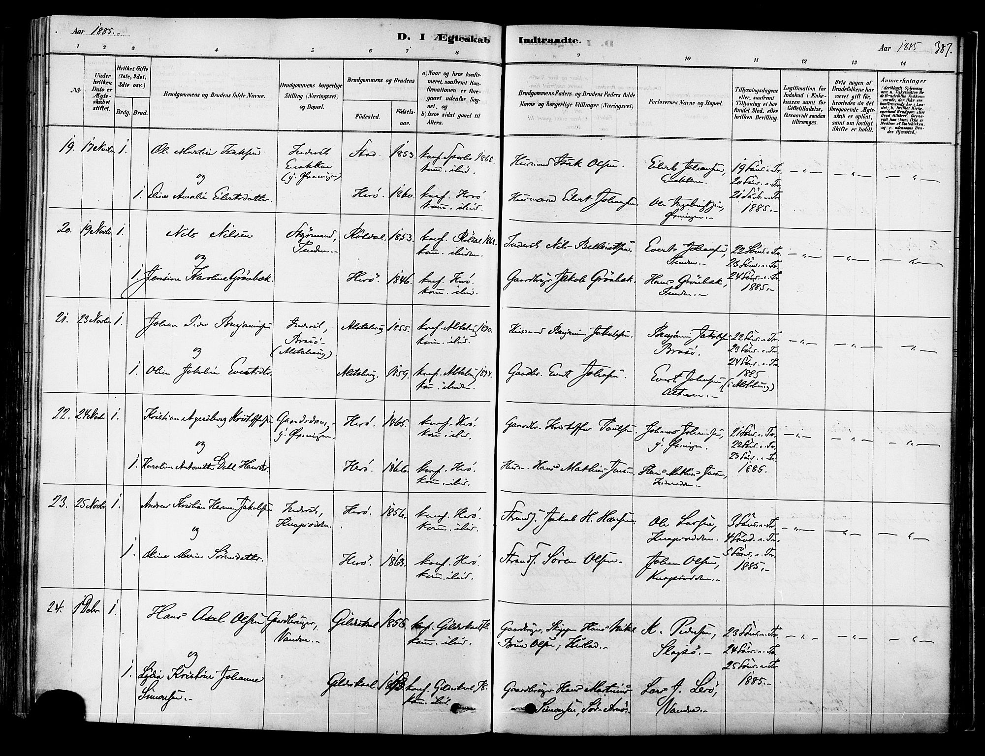 Ministerialprotokoller, klokkerbøker og fødselsregistre - Nordland, AV/SAT-A-1459/834/L0507: Parish register (official) no. 834A05, 1878-1892, p. 387