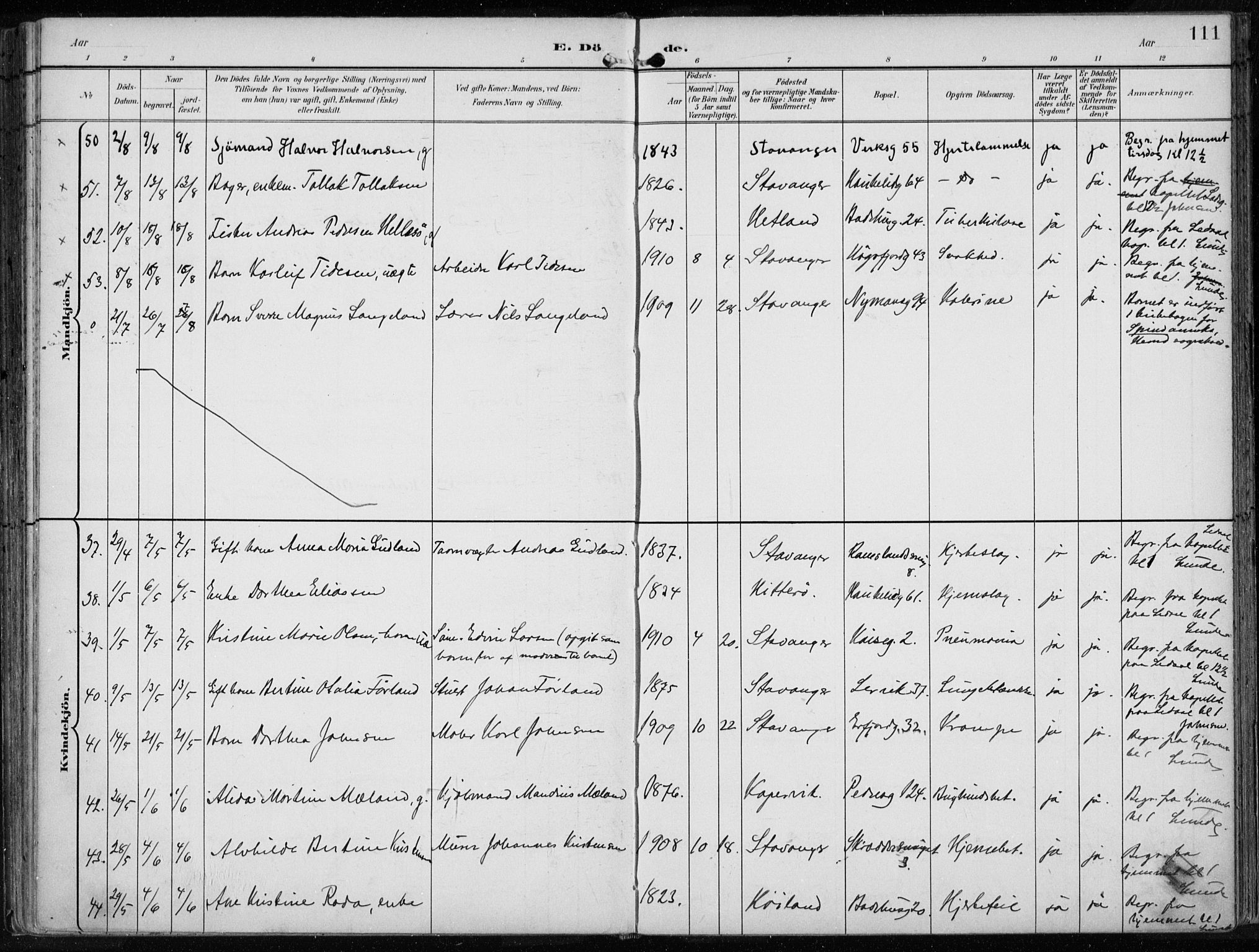 St. Johannes sokneprestkontor, SAST/A-101814/001/30/30BA/L0005: Parish register (official) no. A 5, 1898-1919, p. 111