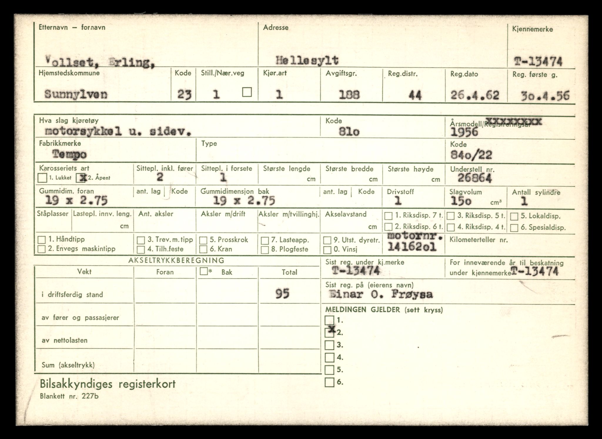 Møre og Romsdal vegkontor - Ålesund trafikkstasjon, AV/SAT-A-4099/F/Fe/L0039: Registreringskort for kjøretøy T 13361 - T 13530, 1927-1998, p. 1932