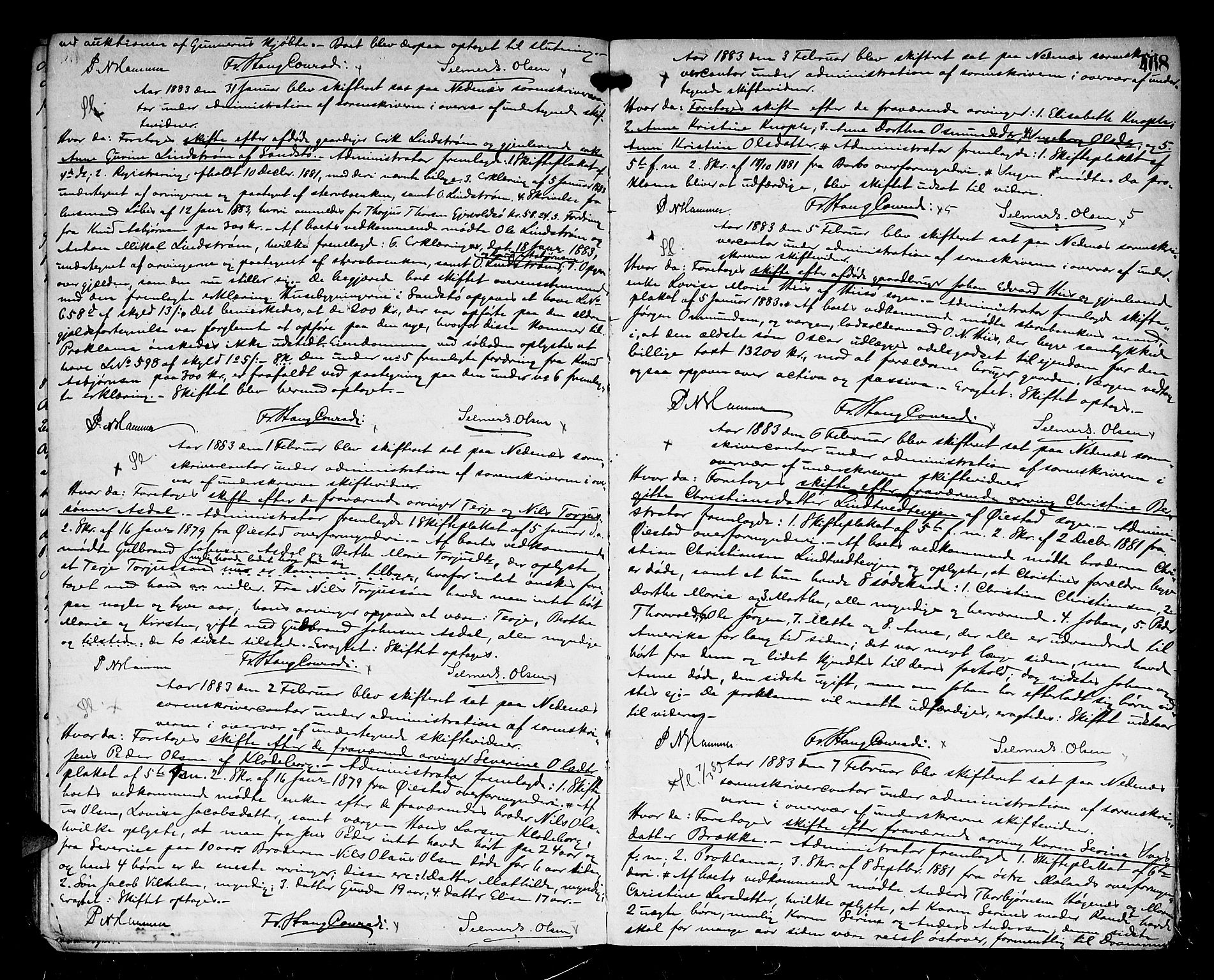 Nedenes sorenskriveri, SAK/1221-0006/H/Hc/L0002: Skiftebehandlingsprotokoll nr 2 med register, 1868-1883, p. 467b-468a