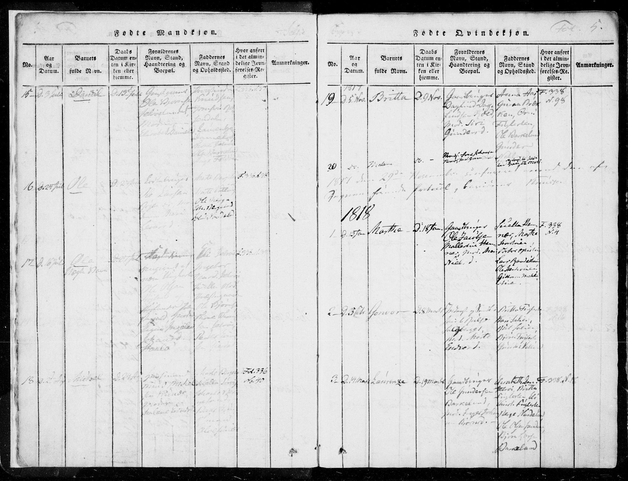 Jelsa sokneprestkontor, SAST/A-101842/01/IV: Parish register (official) no. A 5, 1816-1828, p. 5