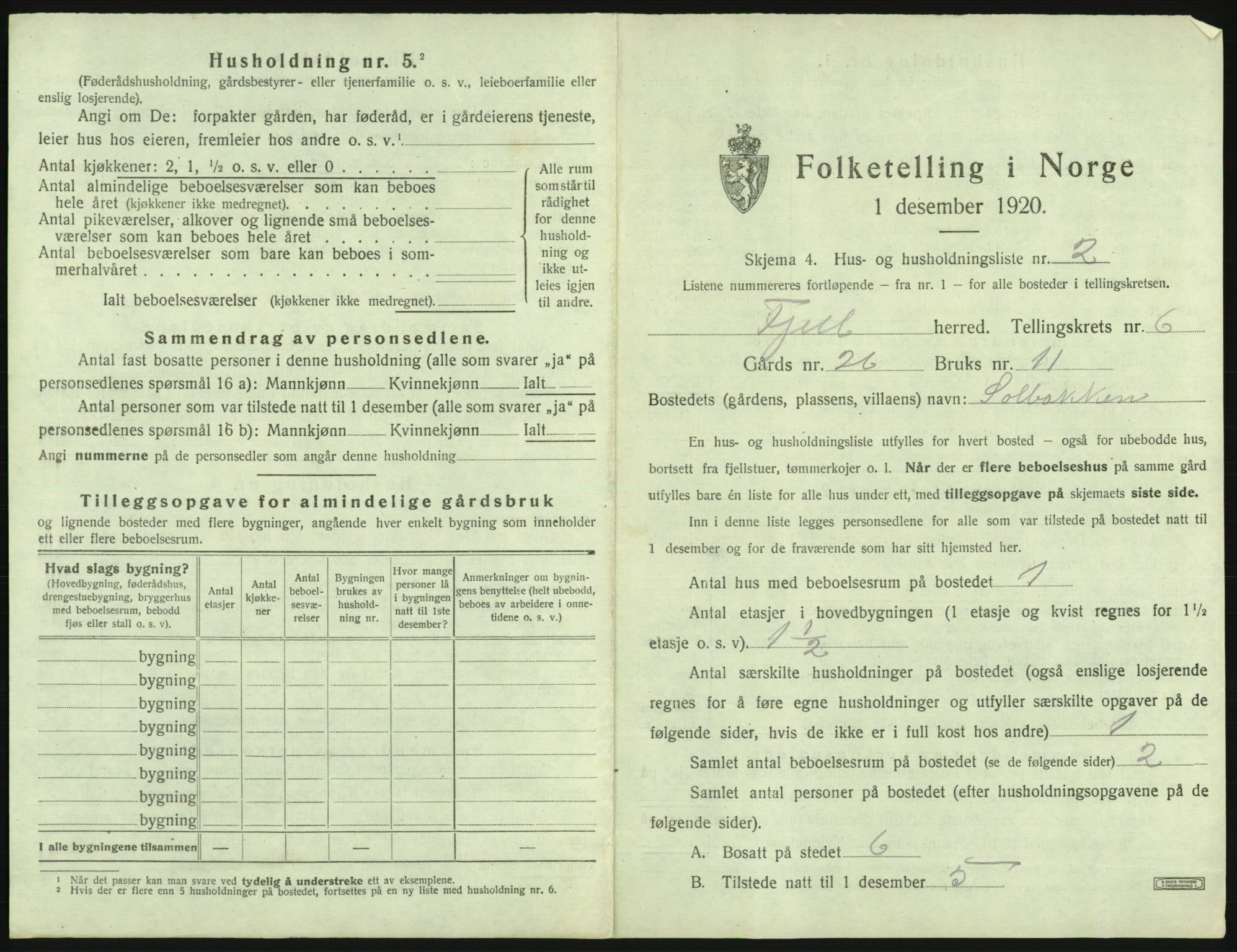 SAB, 1920 census for Fjell, 1920, p. 618