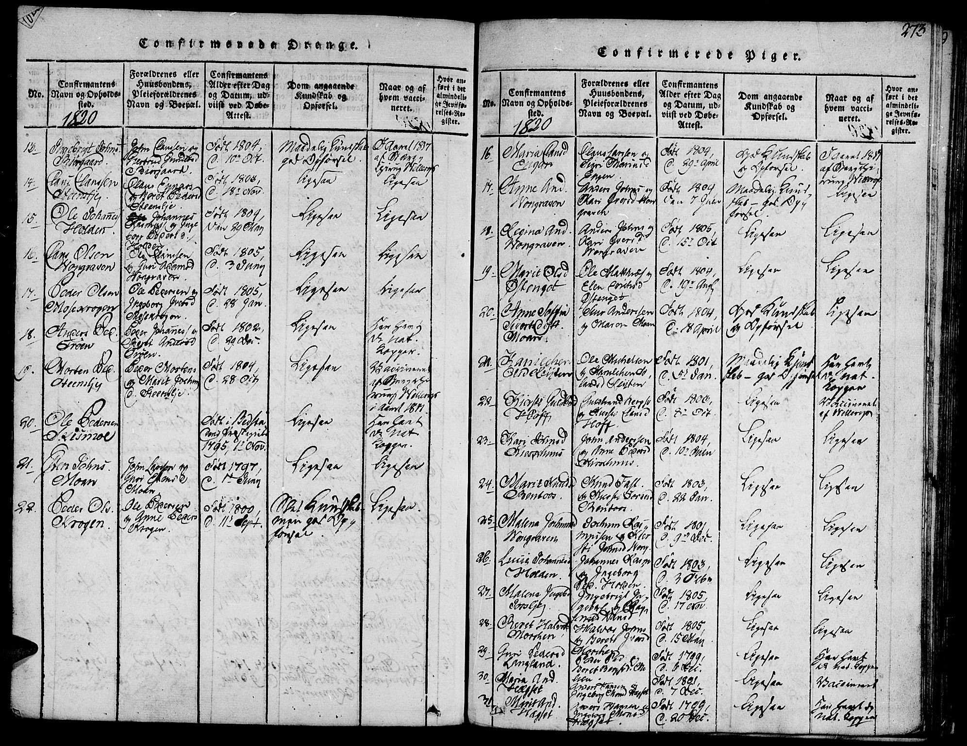 Ministerialprotokoller, klokkerbøker og fødselsregistre - Sør-Trøndelag, SAT/A-1456/685/L0956: Parish register (official) no. 685A03 /3, 1817-1829, p. 273