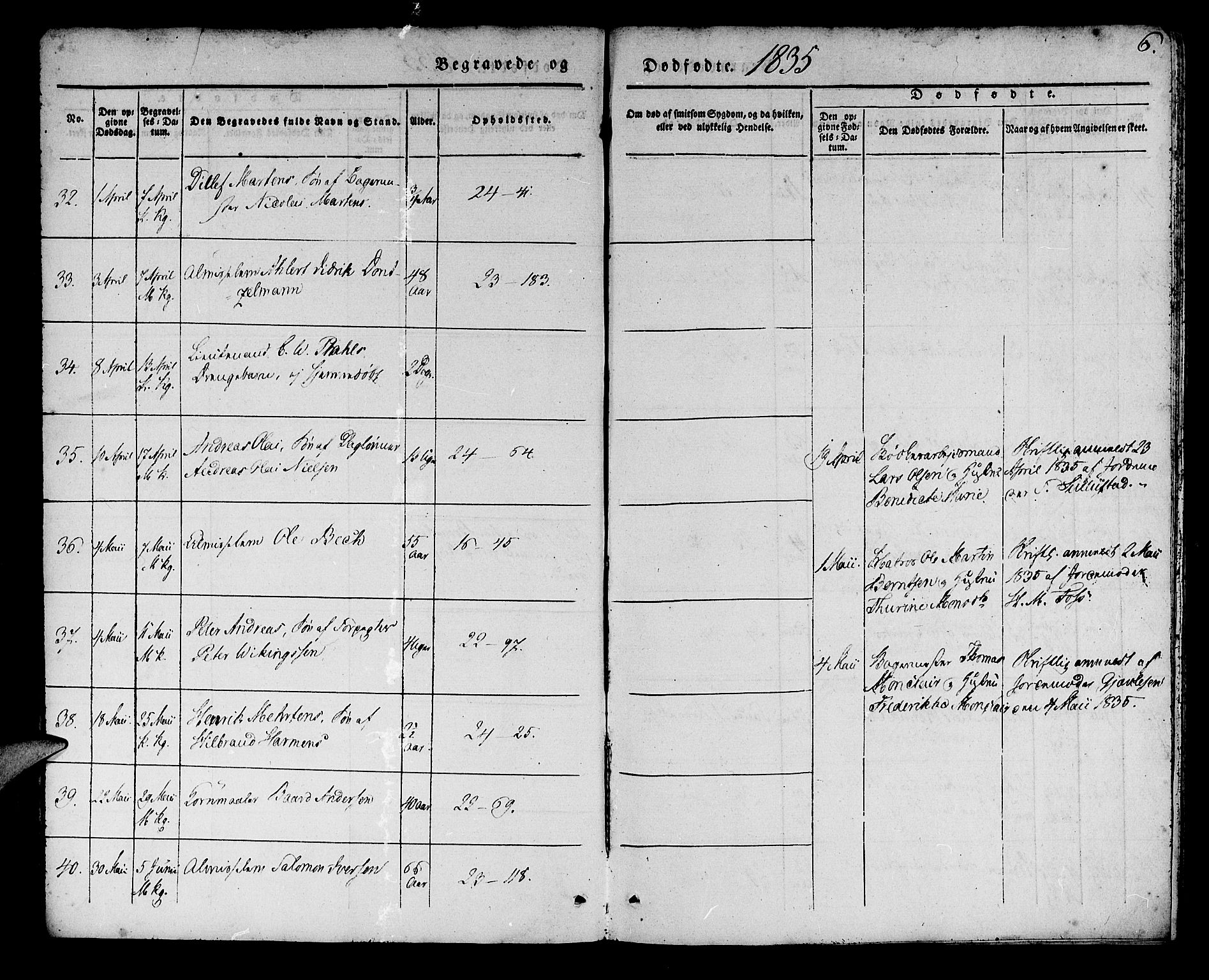 Korskirken sokneprestembete, AV/SAB-A-76101/H/Haa/L0043: Parish register (official) no. E 1, 1834-1848, p. 6