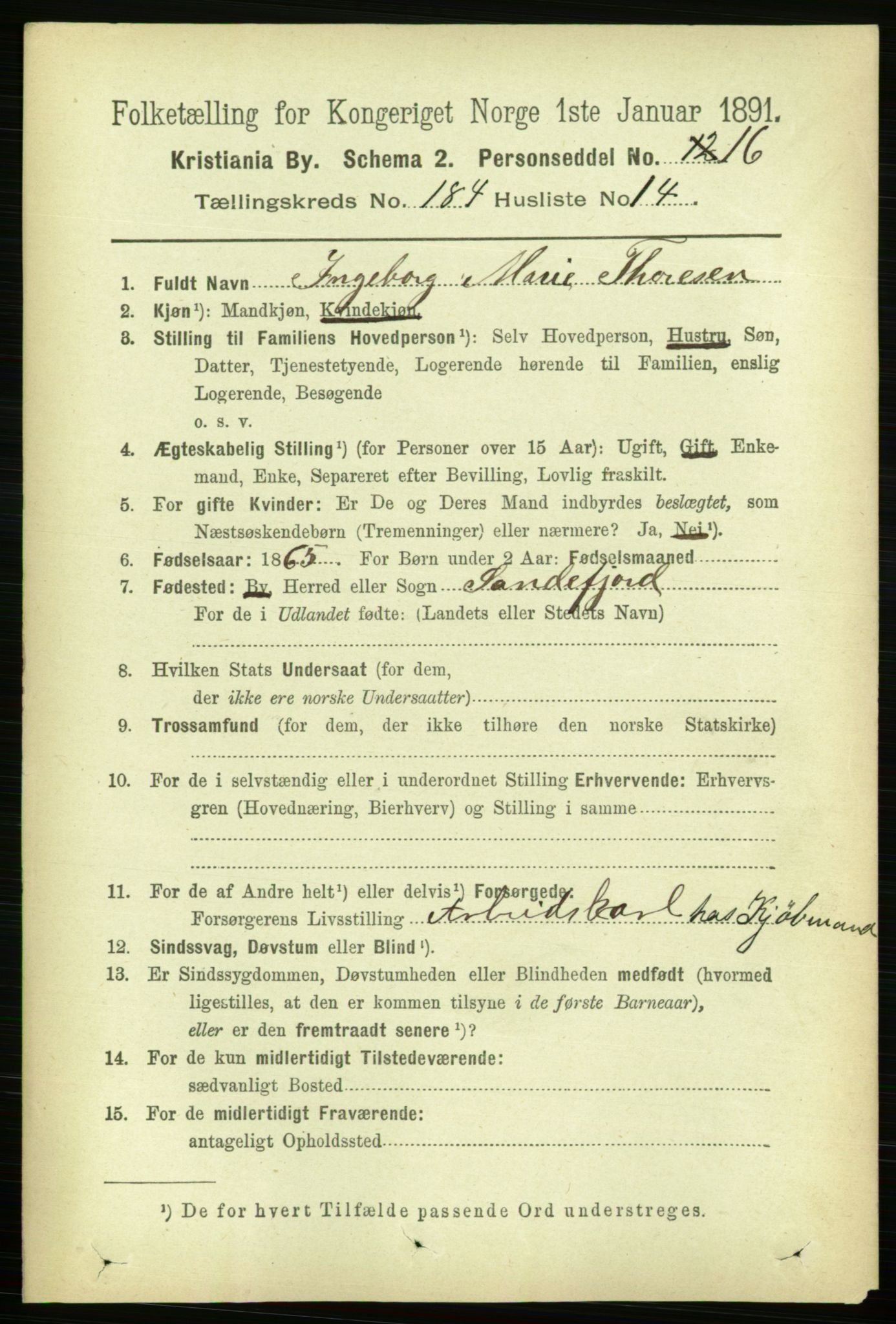 RA, 1891 census for 0301 Kristiania, 1891, p. 110592