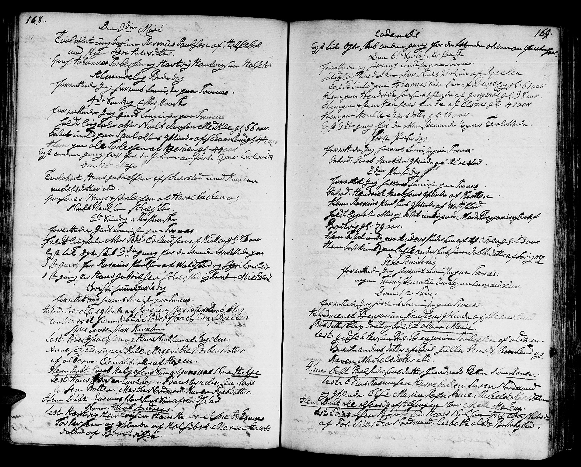 Trondenes sokneprestkontor, AV/SATØ-S-1319/H/Ha/L0003kirke: Parish register (official) no. 3, 1783-1803, p. 168-169