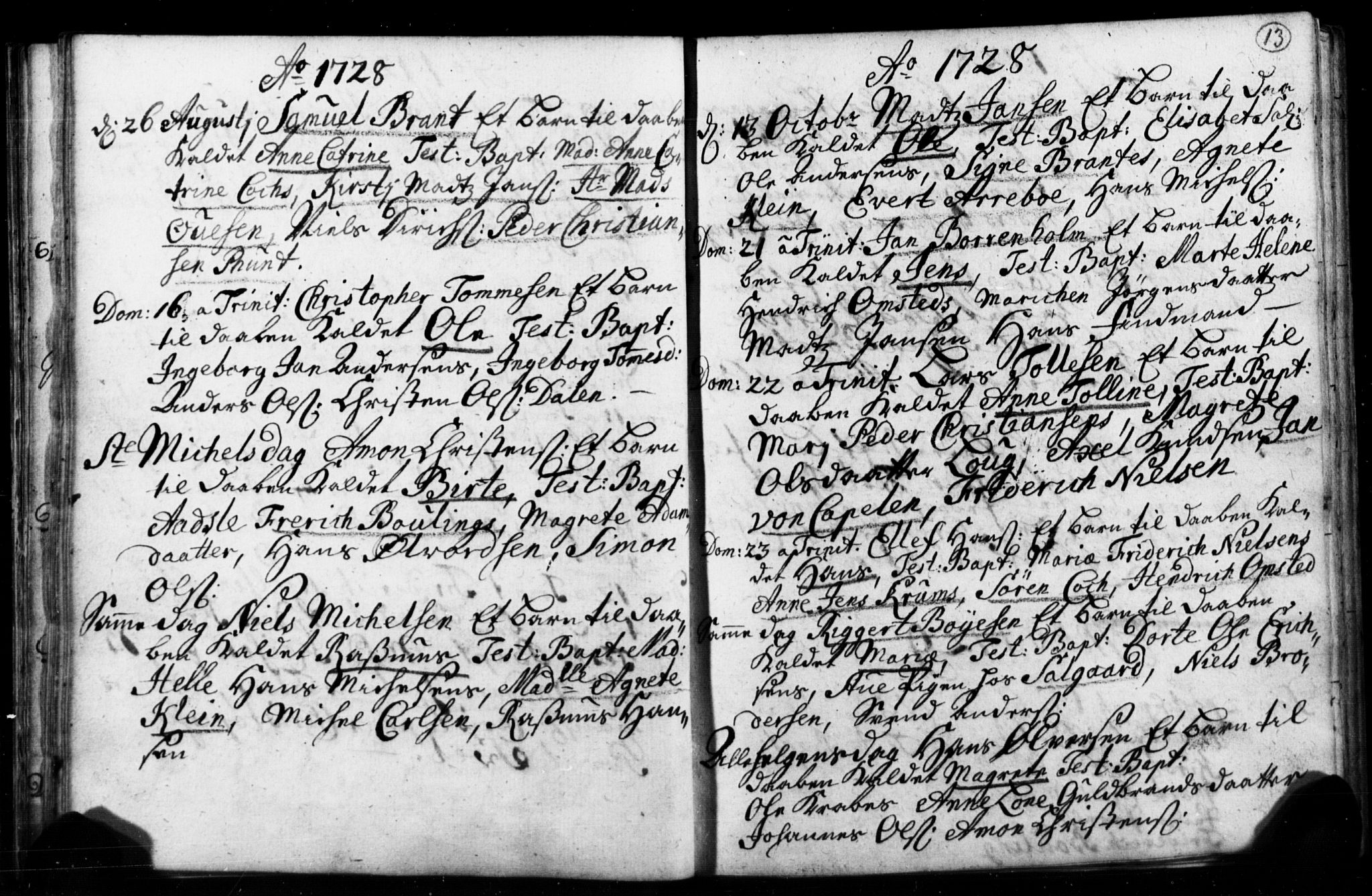 Strømsø kirkebøker, AV/SAKO-A-246/F/Fb/L0001: Parish register (official) no. II 1, 1725-1737, p. 13