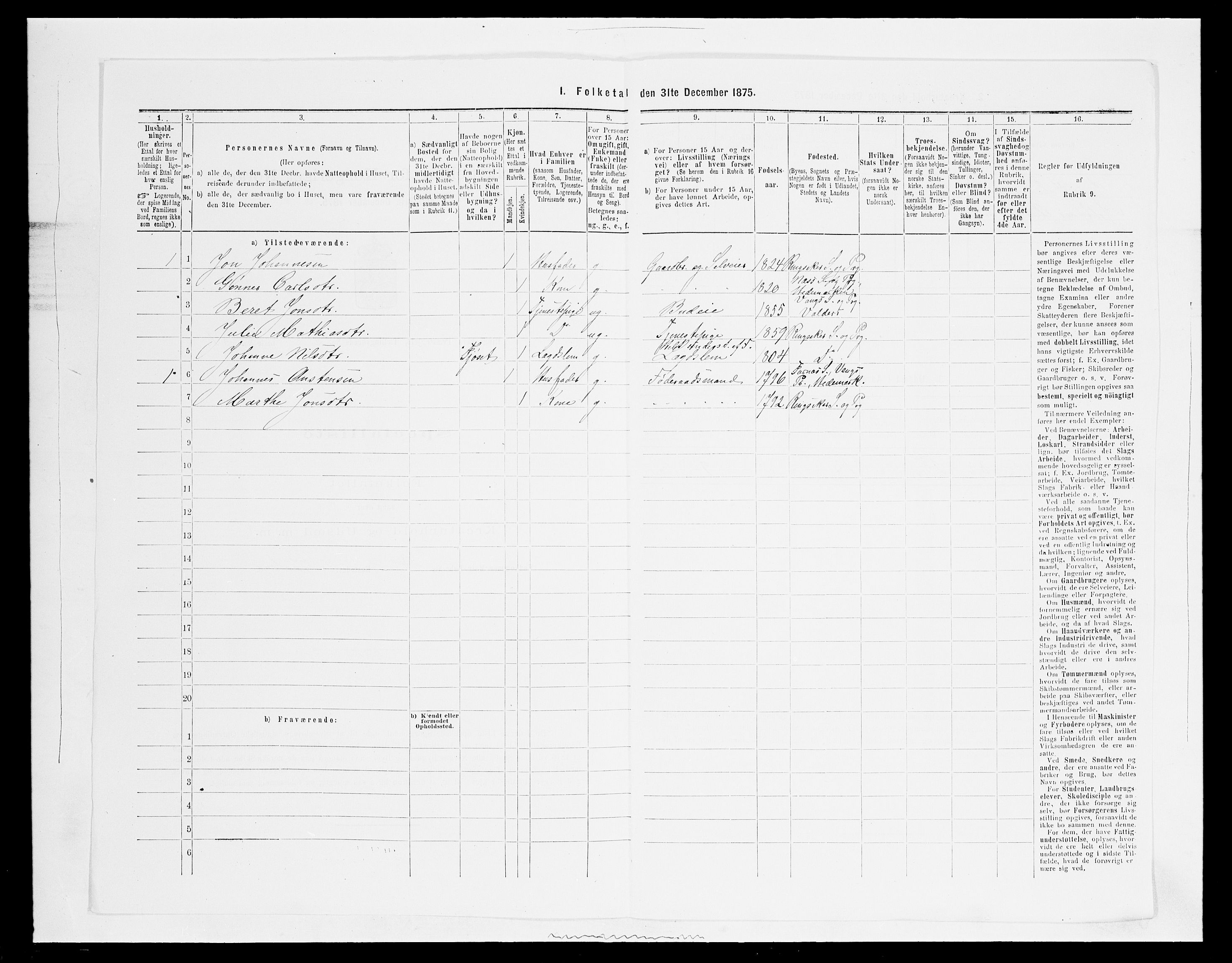 SAH, 1875 census for 0412P Ringsaker, 1875, p. 605