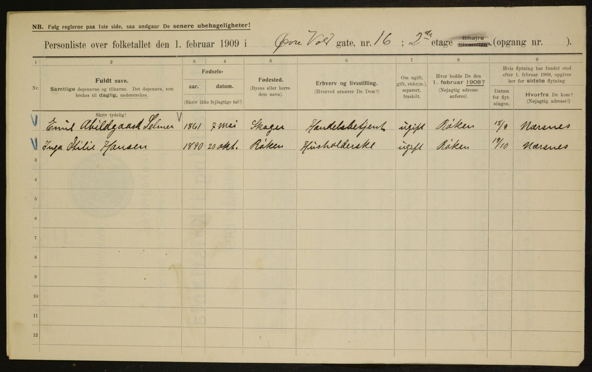 OBA, Municipal Census 1909 for Kristiania, 1909, p. 118229