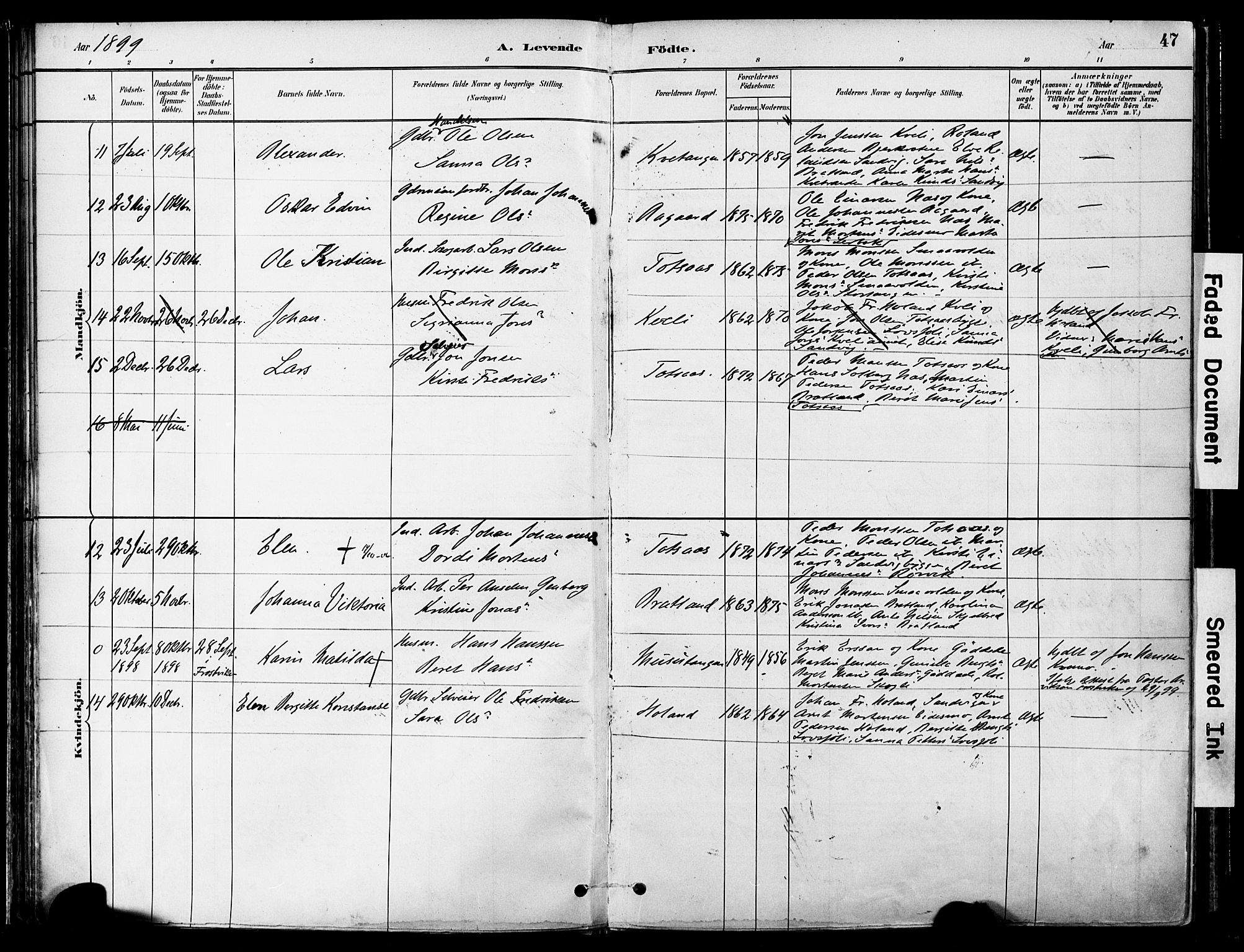 Ministerialprotokoller, klokkerbøker og fødselsregistre - Nord-Trøndelag, SAT/A-1458/755/L0494: Parish register (official) no. 755A03, 1882-1902, p. 47