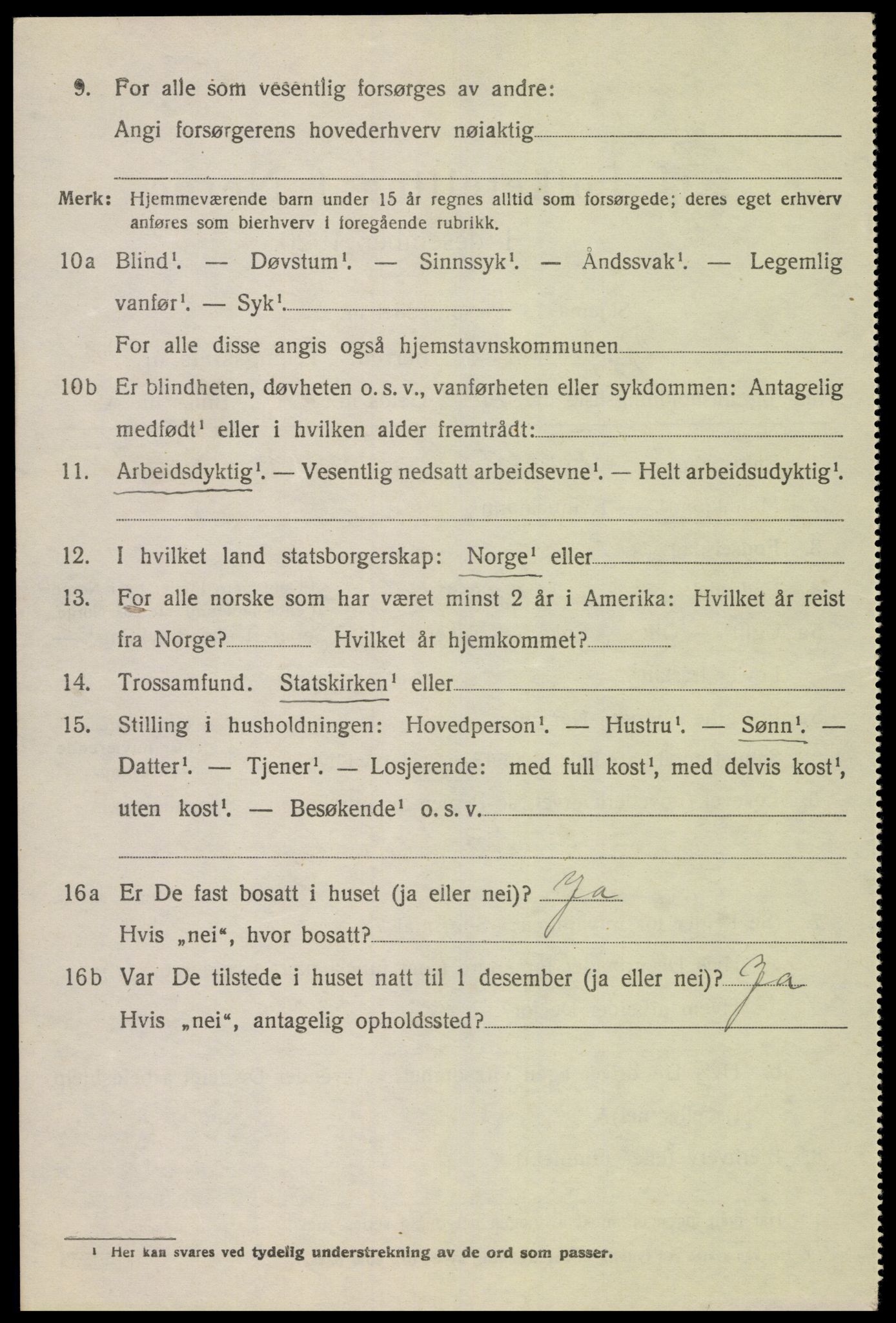 SAK, 1920 census for Gyland, 1920, p. 2299