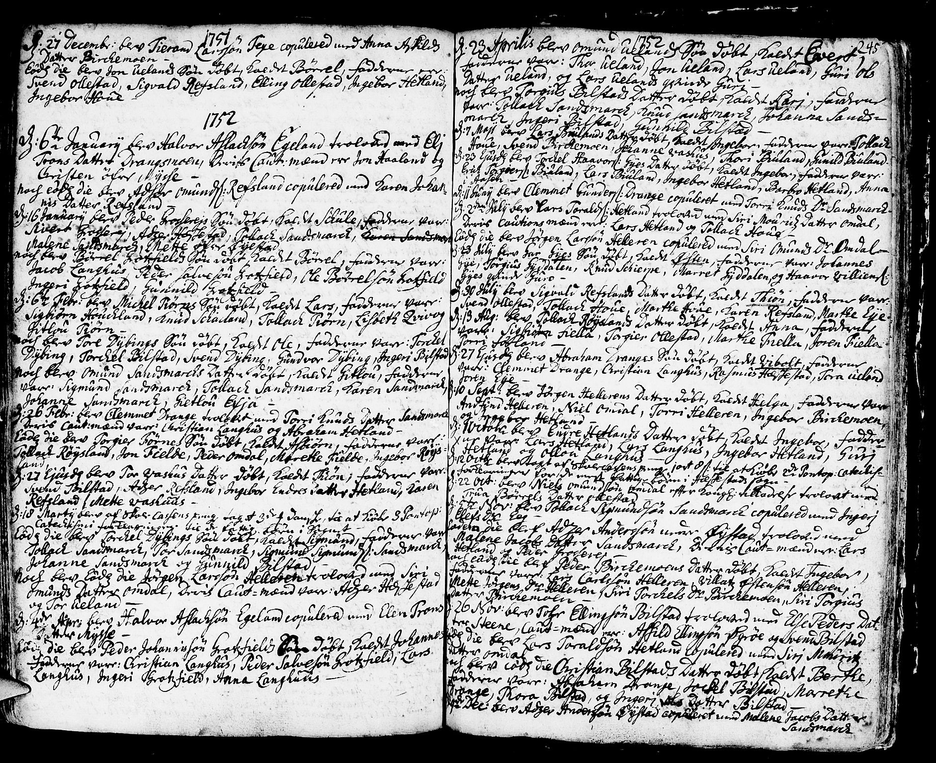 Helleland sokneprestkontor, SAST/A-101810: Parish register (official) no. A 1 /3, 1713-1761, p. 245
