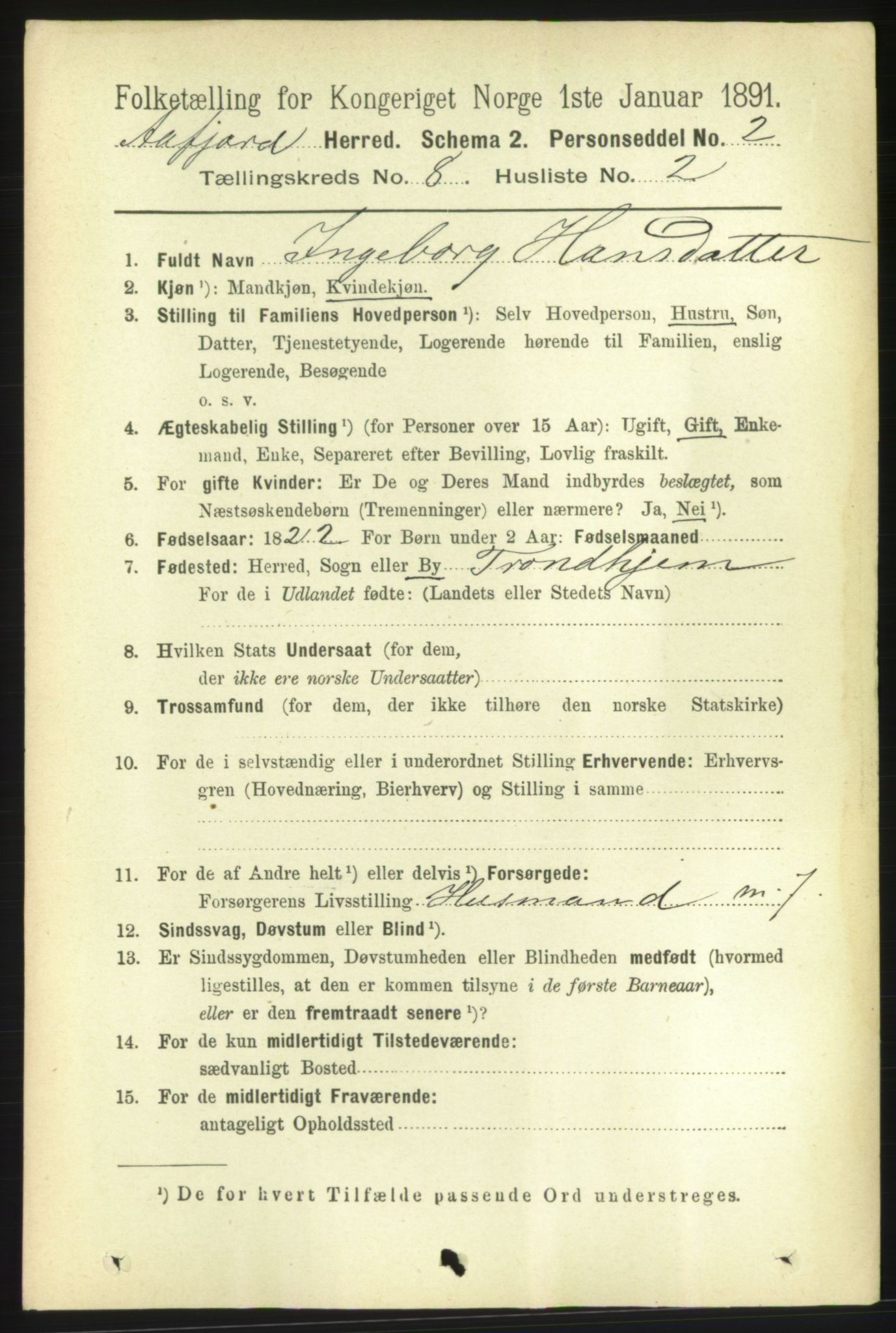 RA, 1891 census for 1630 Åfjord, 1891, p. 1993