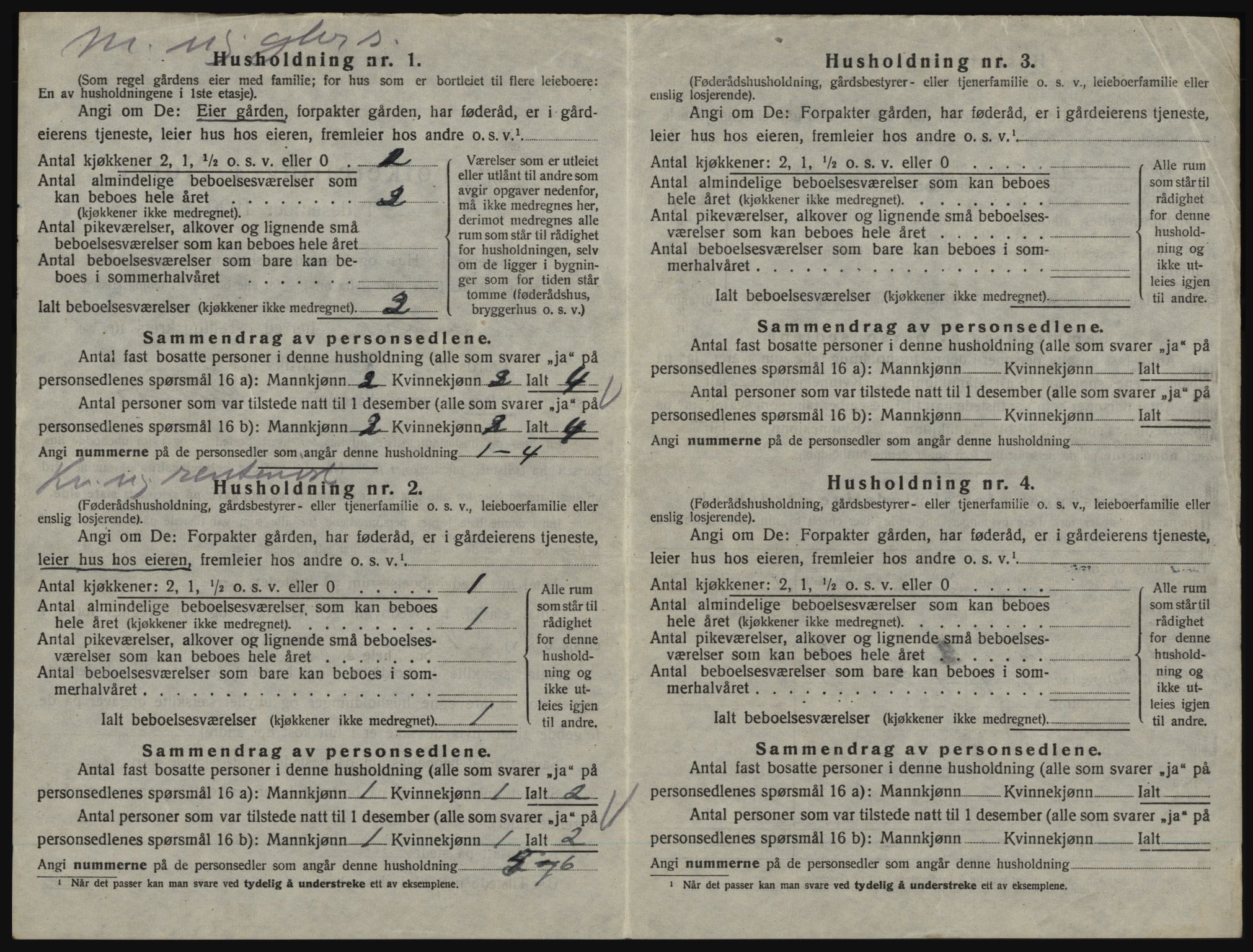 SAO, 1920 census for Aremark, 1920, p. 190