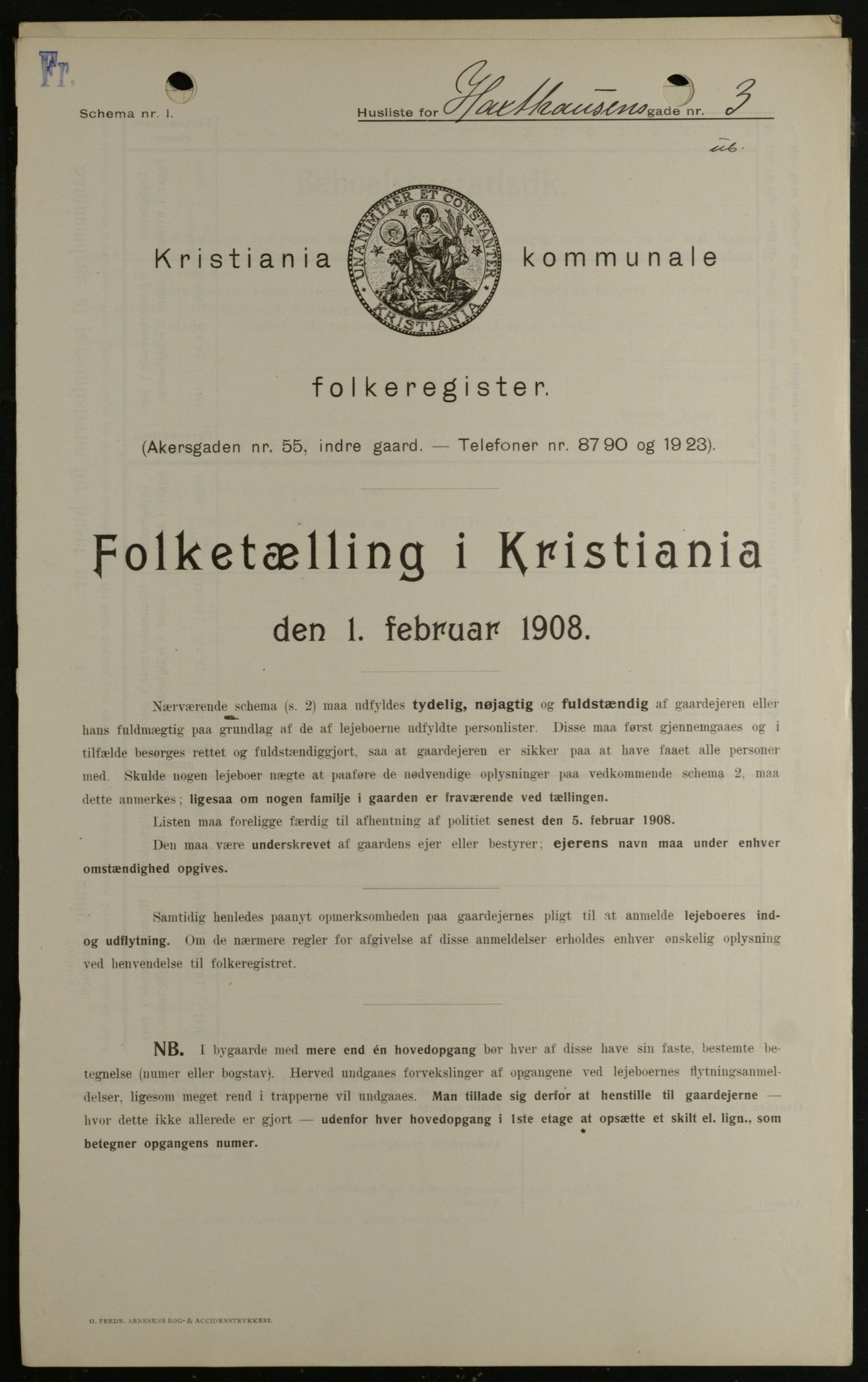 OBA, Municipal Census 1908 for Kristiania, 1908, p. 32031