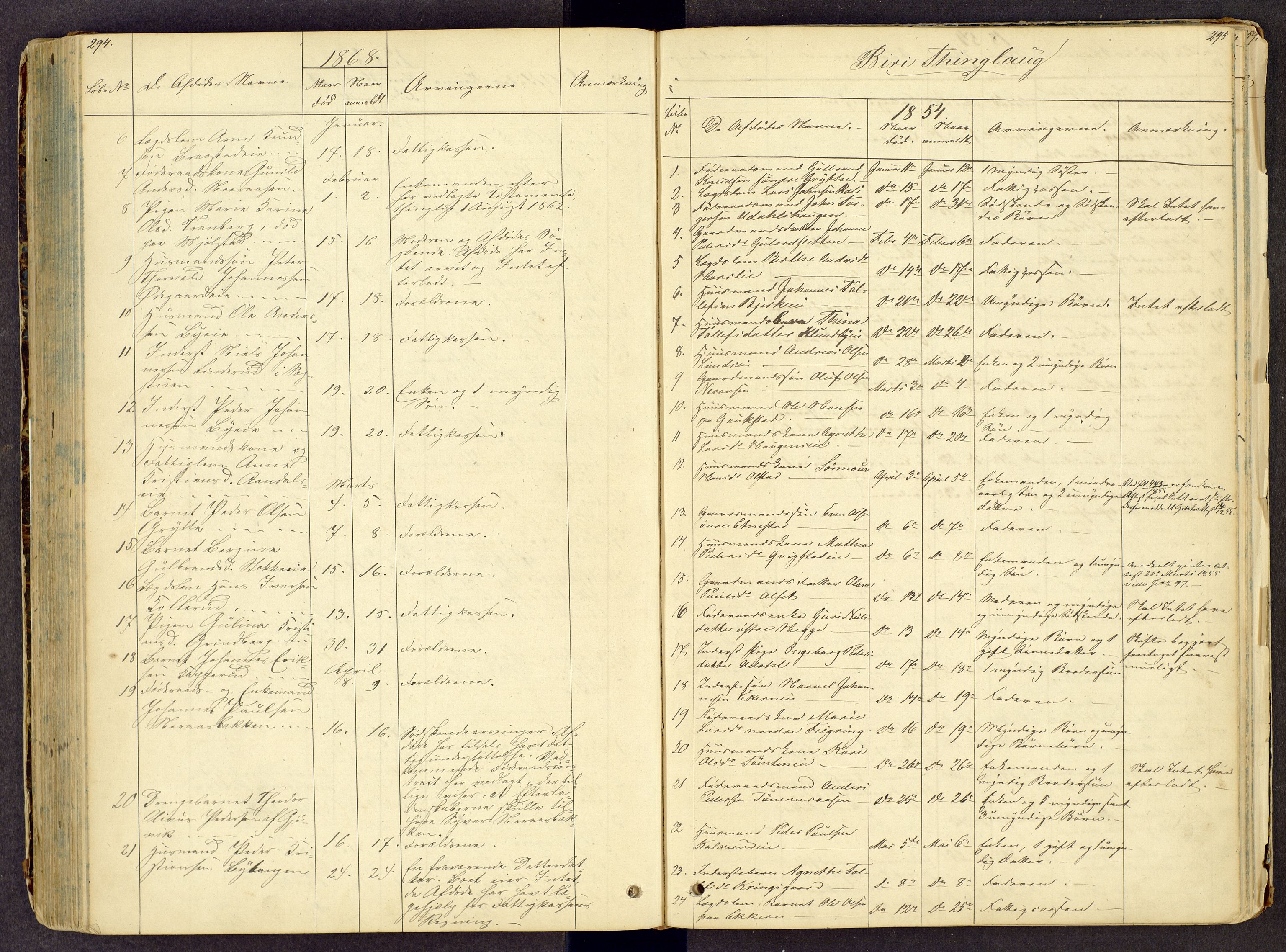 Toten tingrett, AV/SAH-TING-006/J/Jl/L0001: Dødsfallsjournal, 1853-1875, p. 294-295