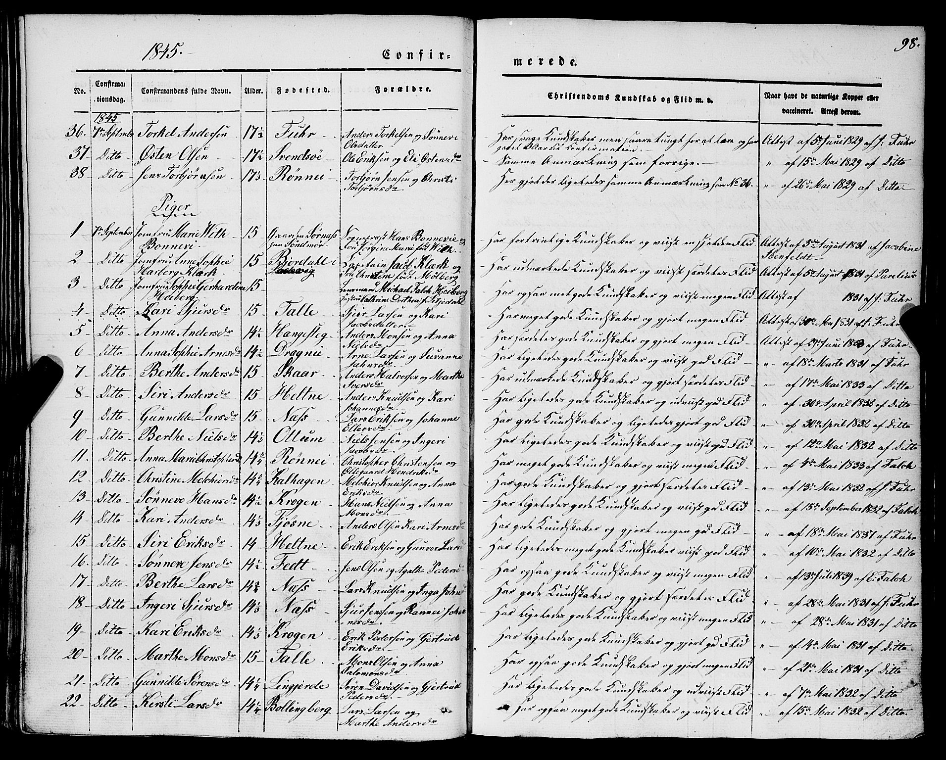 Luster sokneprestembete, AV/SAB-A-81101/H/Haa/Haaa/L0006: Parish register (official) no. A 6, 1840-1848, p. 98