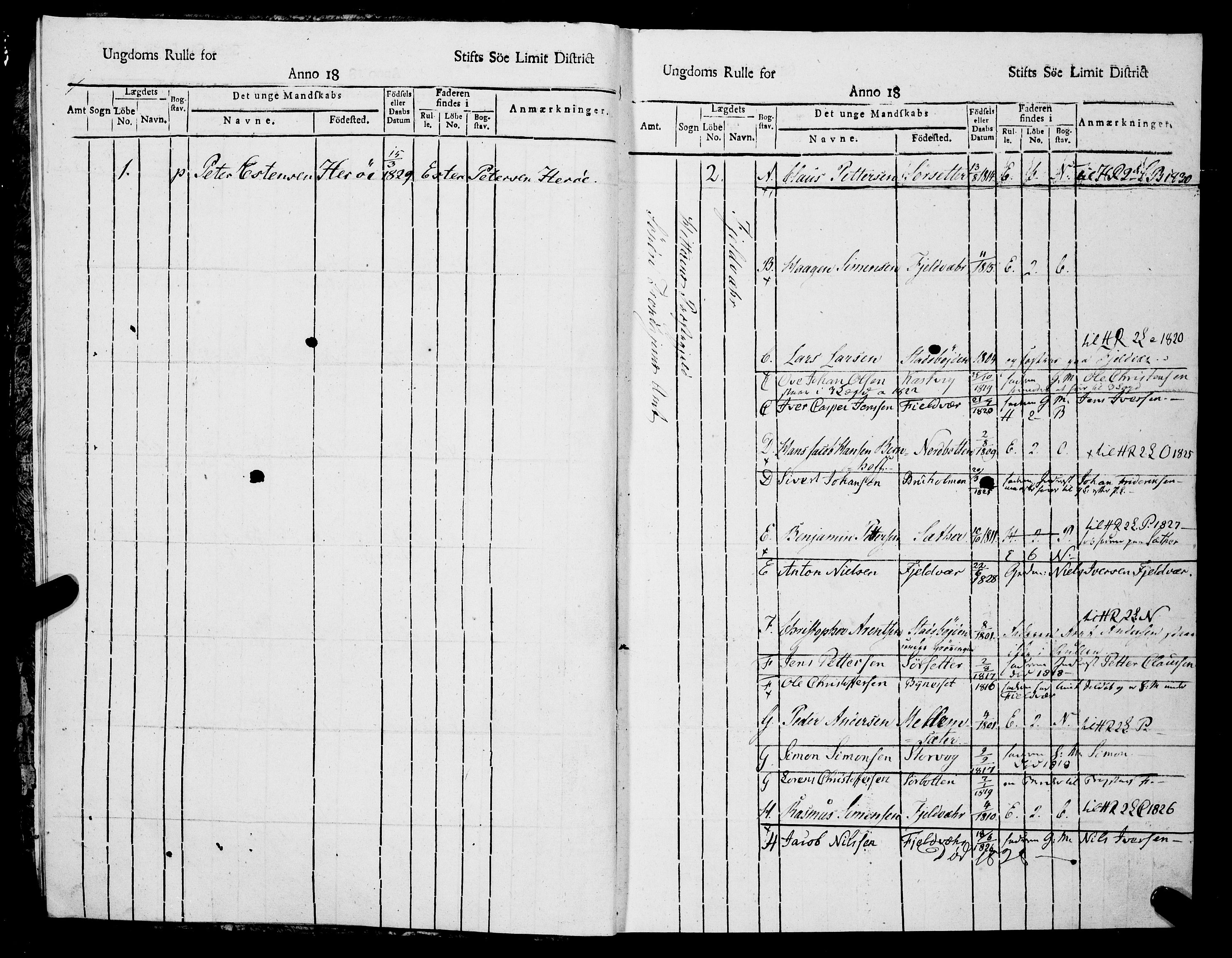 Sjøinnrulleringen - Trondhjemske distrikt, AV/SAT-A-5121/01/L0315/0002: -- / Ungdomsrulle, Søndre Trondhjems amt, Fosens fogderi, 1817