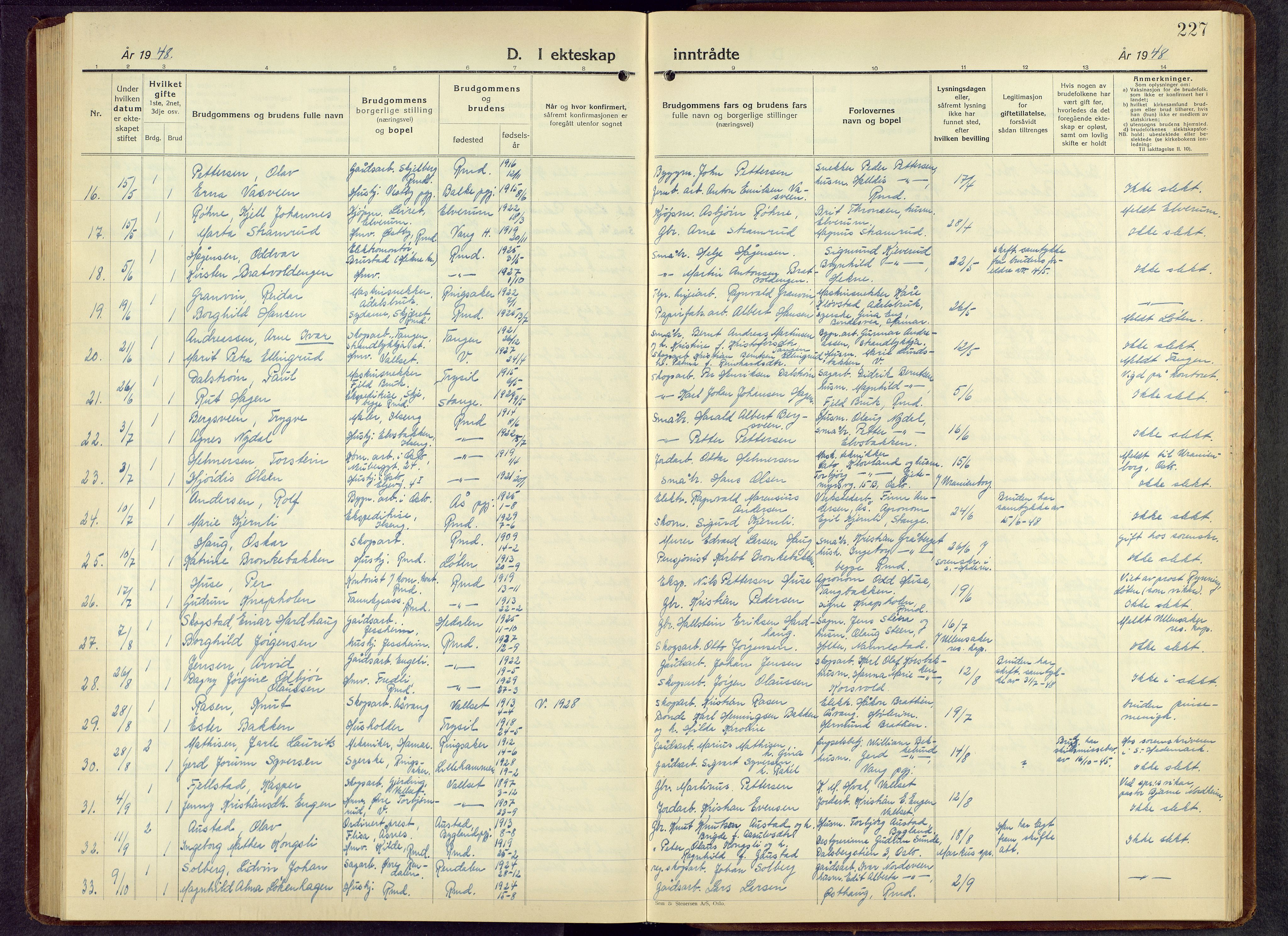 Romedal prestekontor, AV/SAH-PREST-004/L/L0016: Parish register (copy) no. 16, 1940-1958, p. 227