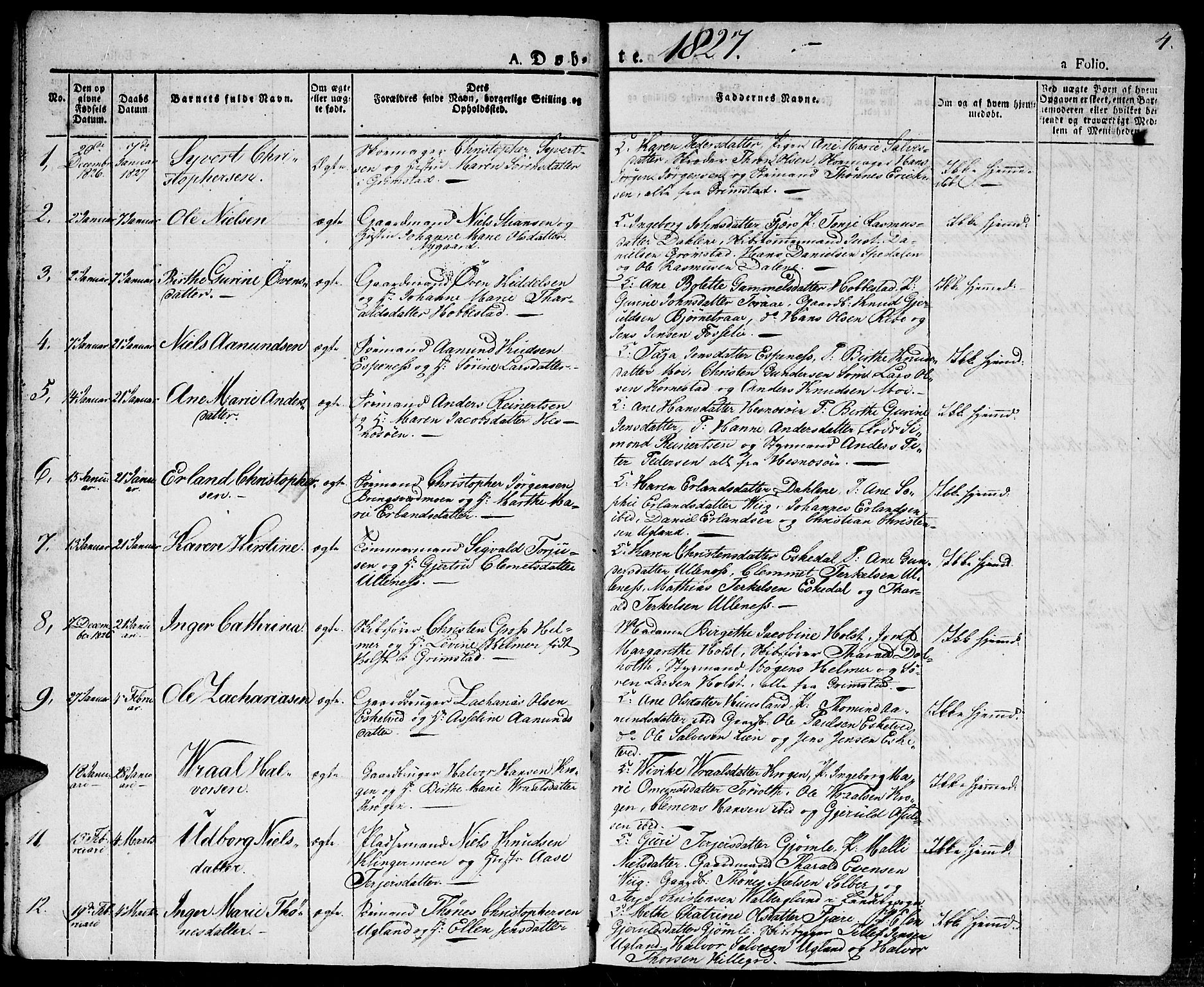Fjære sokneprestkontor, SAK/1111-0011/F/Fa/L0002: Parish register (official) no. A 2, 1827-1839, p. 4