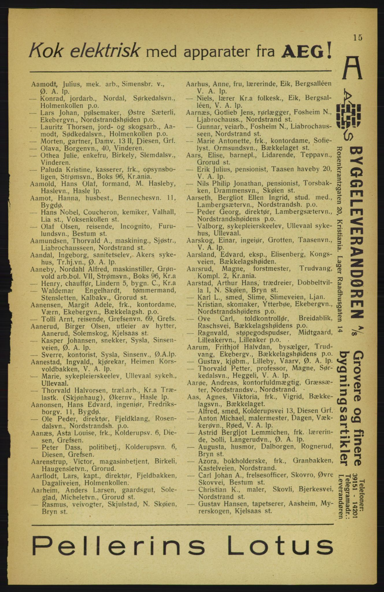 Aker adressebok/adressekalender, PUBL/001/A/002: Akers adressekalender, 1922, p. 15