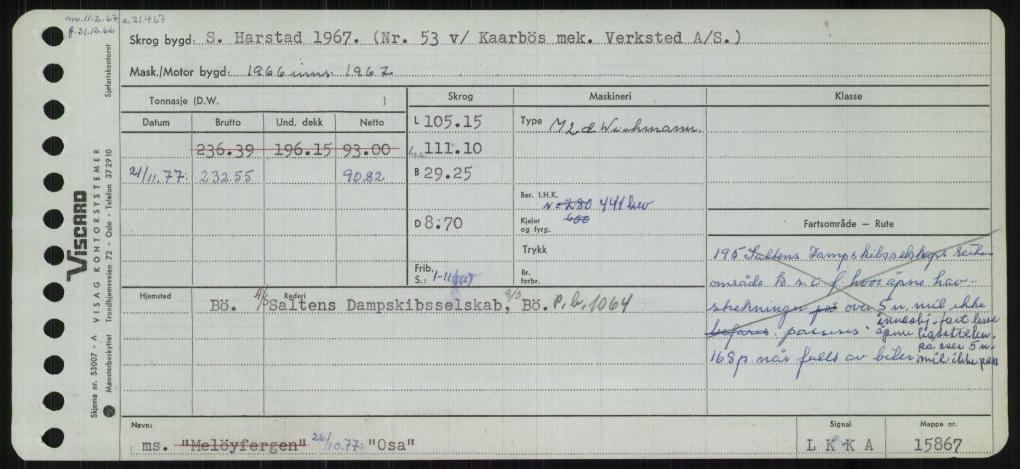 Sjøfartsdirektoratet med forløpere, Skipsmålingen, RA/S-1627/H/Ha/L0004/0002: Fartøy, Mas-R / Fartøy, Odin-R, p. 141