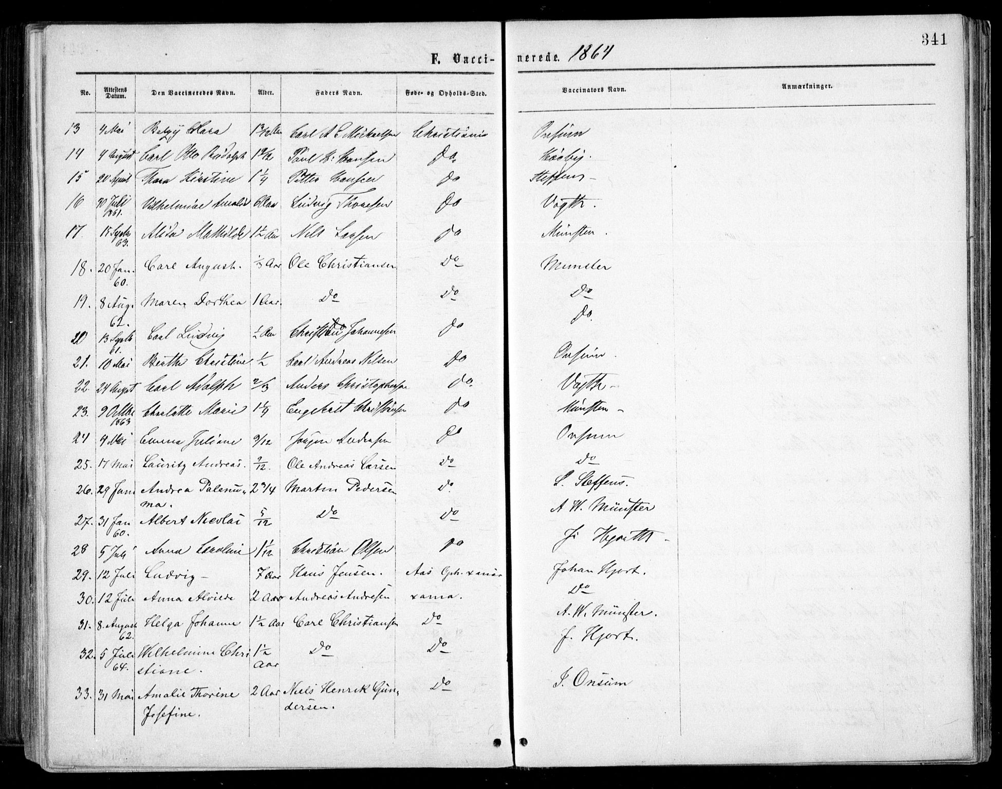 Grønland prestekontor Kirkebøker, AV/SAO-A-10848/F/Fa/L0002: Parish register (official) no. 2, 1862-1868, p. 341