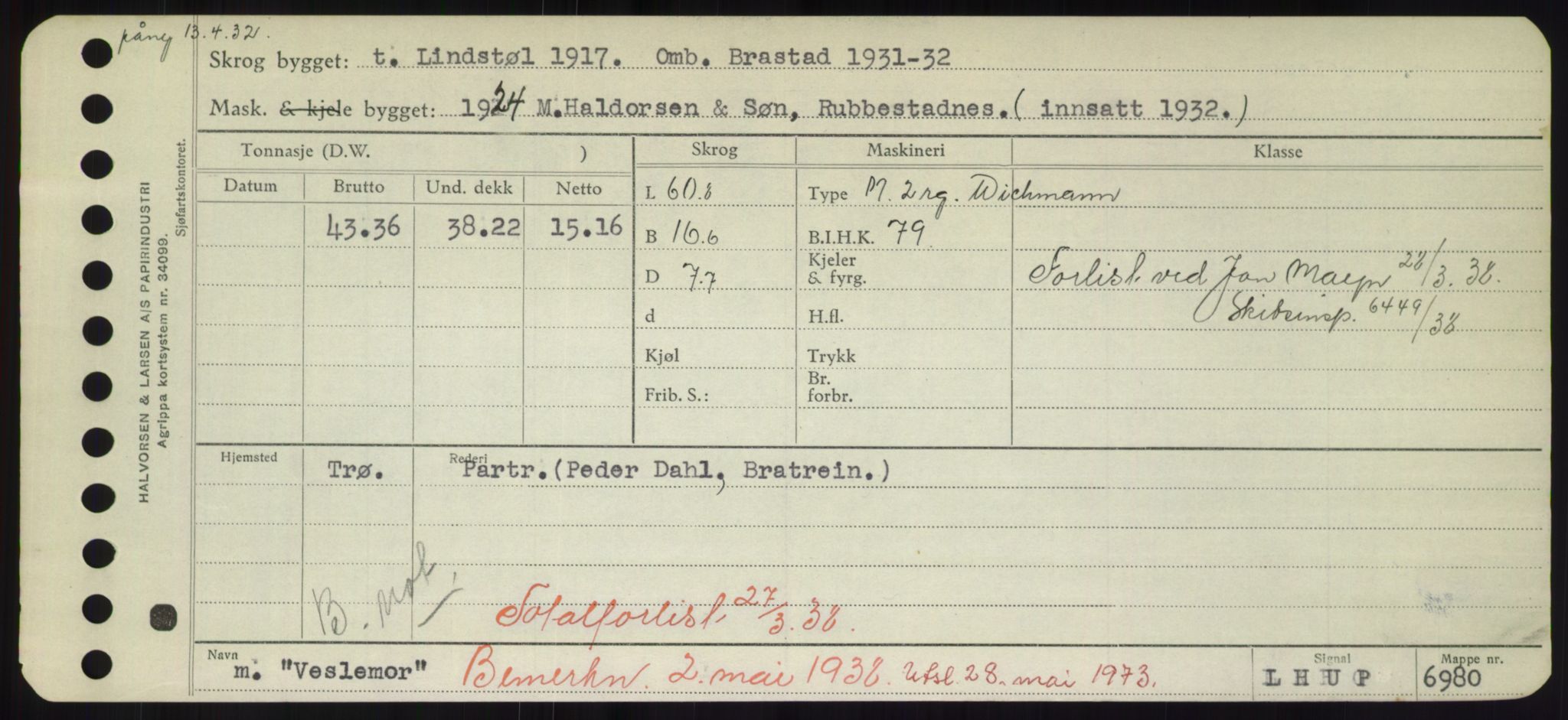 Sjøfartsdirektoratet med forløpere, Skipsmålingen, RA/S-1627/H/Hd/L0040: Fartøy, U-Ve, p. 629