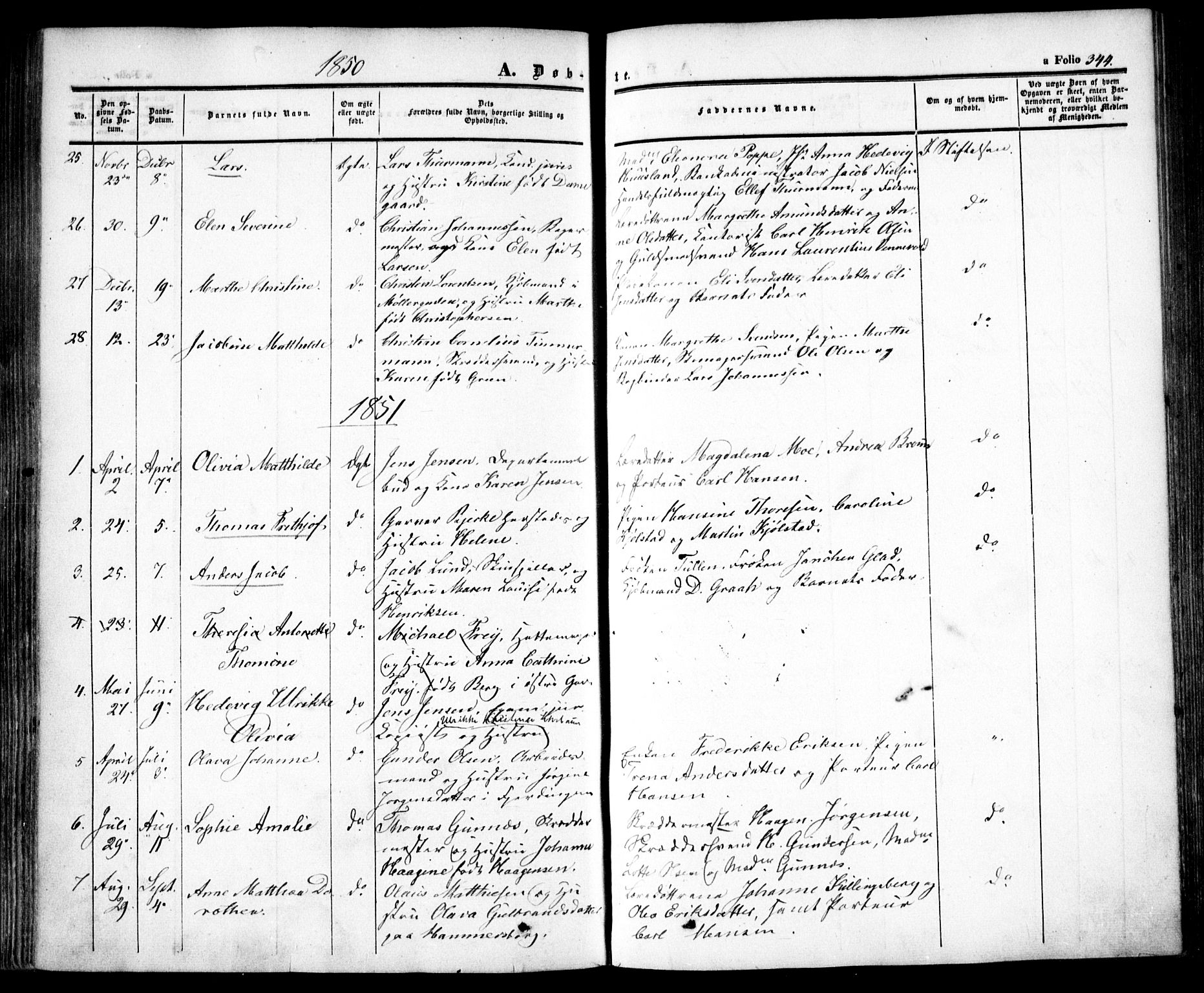 Oslo domkirke Kirkebøker, SAO/A-10752/F/Fa/L0013: Parish register (official) no. 13, 1844-1864, p. 344