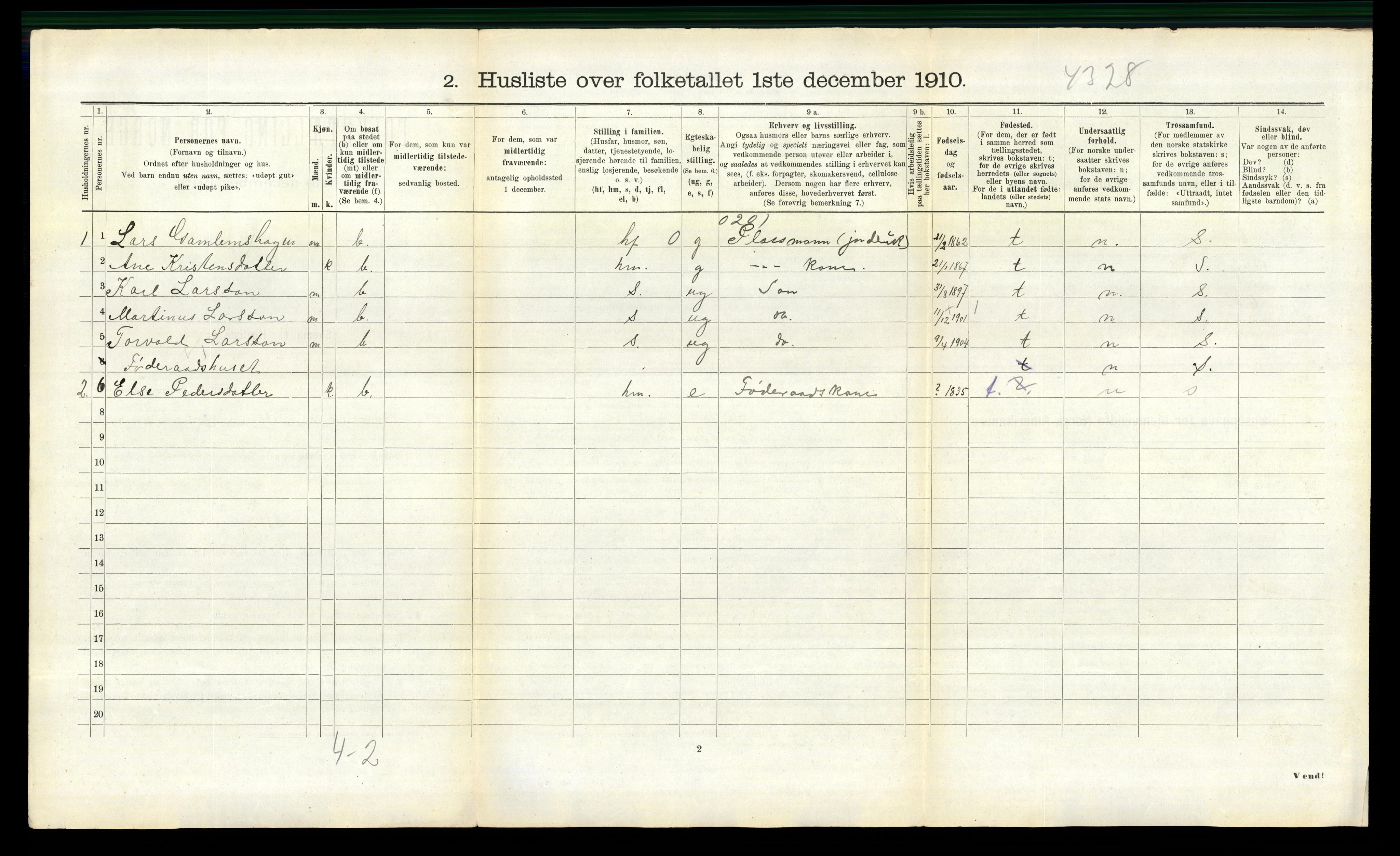 RA, 1910 census for Borgund, 1910, p. 1922