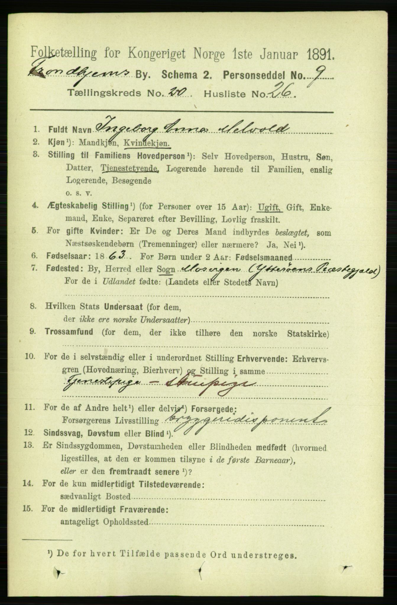 RA, 1891 census for 1601 Trondheim, 1891, p. 15523