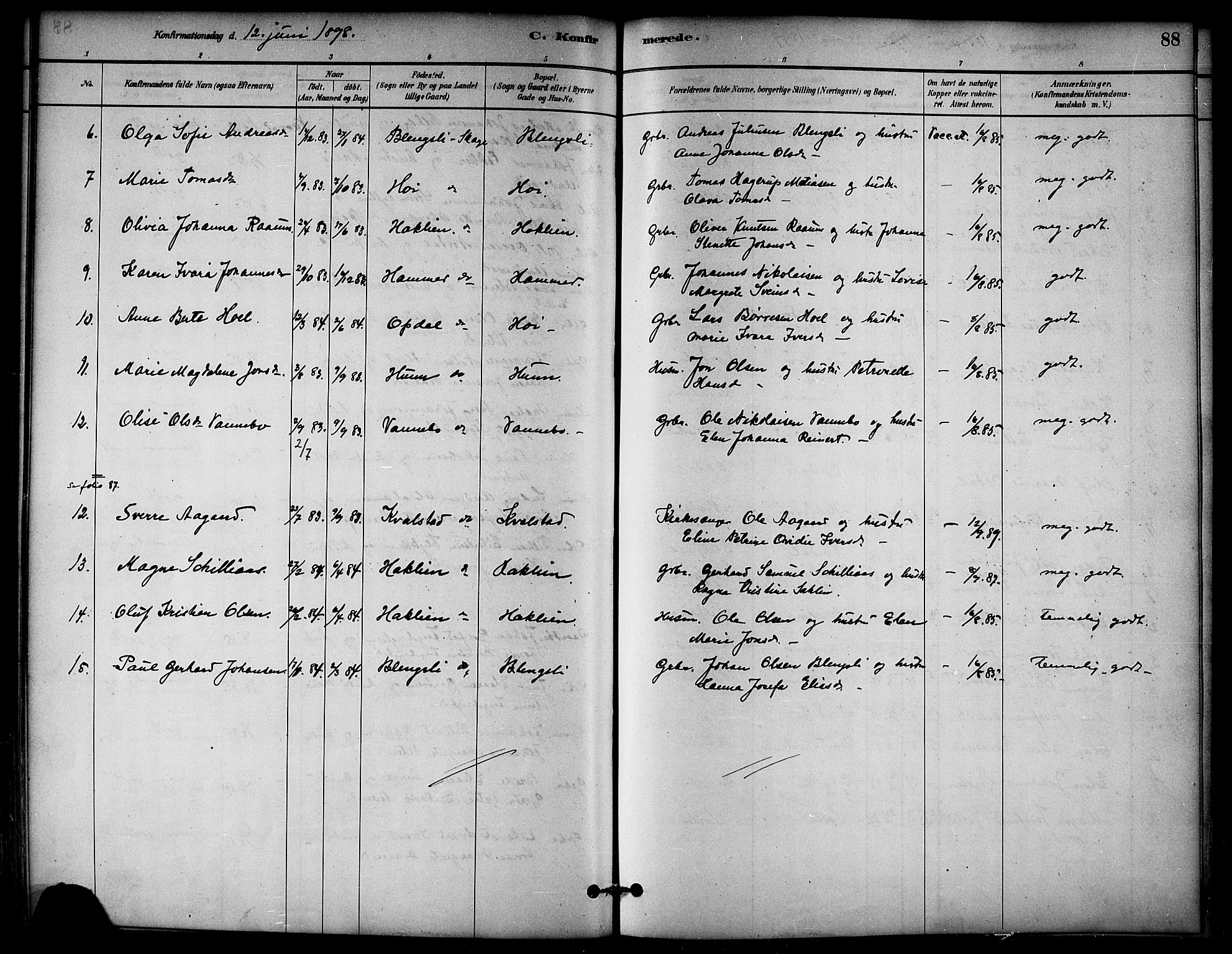 Ministerialprotokoller, klokkerbøker og fødselsregistre - Nord-Trøndelag, SAT/A-1458/766/L0563: Parish register (official) no. 767A01, 1881-1899, p. 88