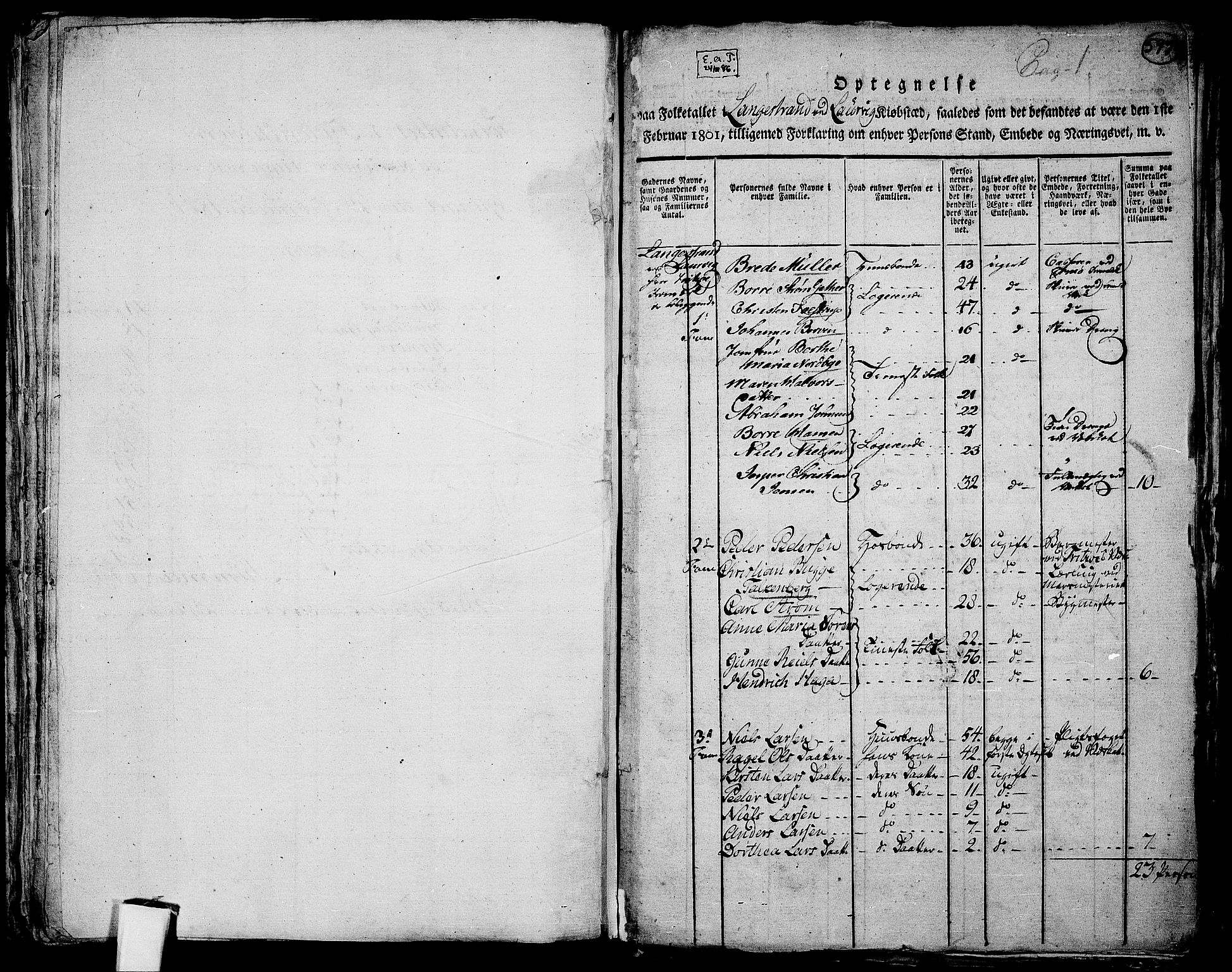 RA, 1801 census for 0707P Larvik, 1801, p. 597a