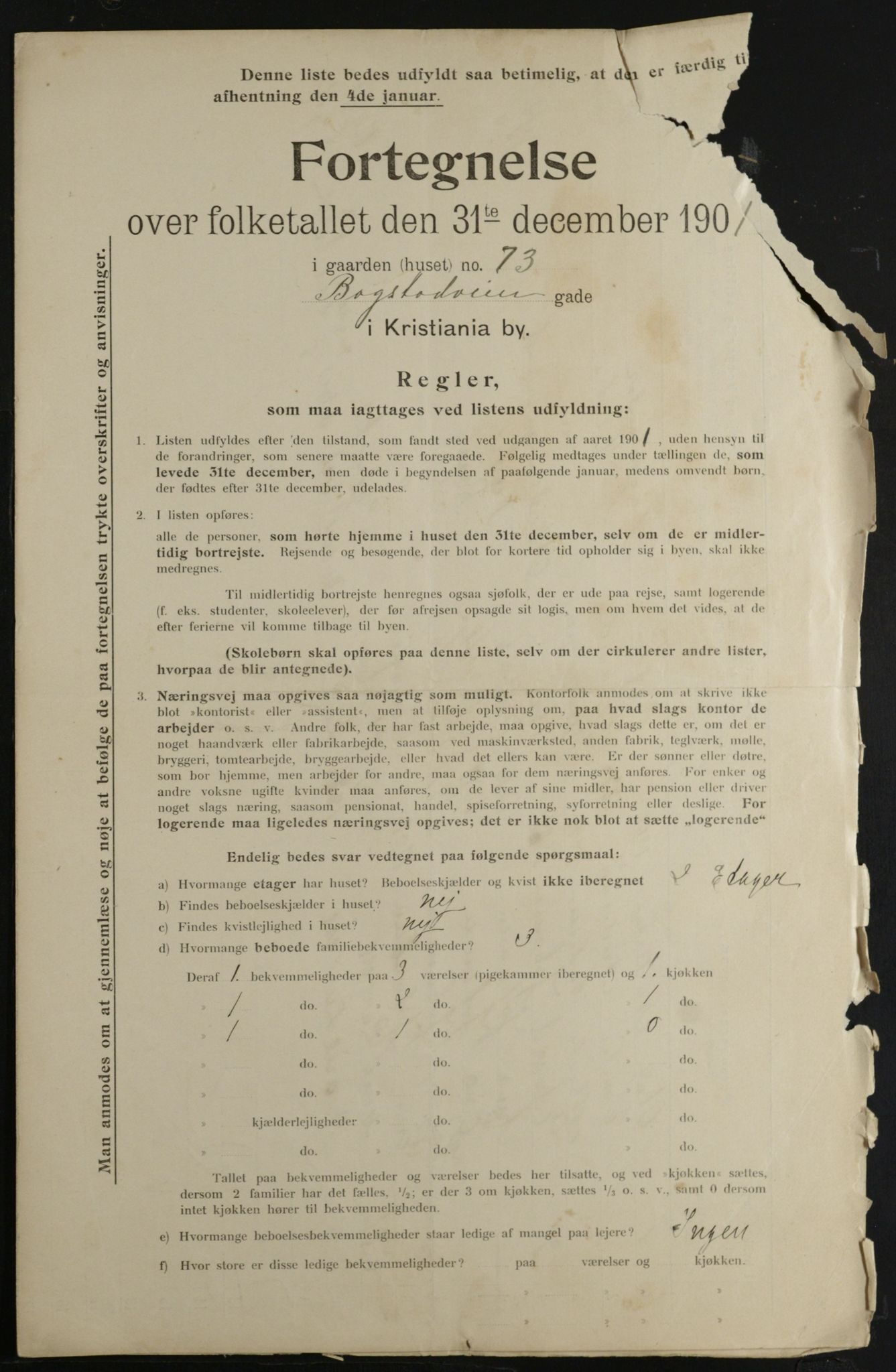 OBA, Municipal Census 1901 for Kristiania, 1901, p. 1267