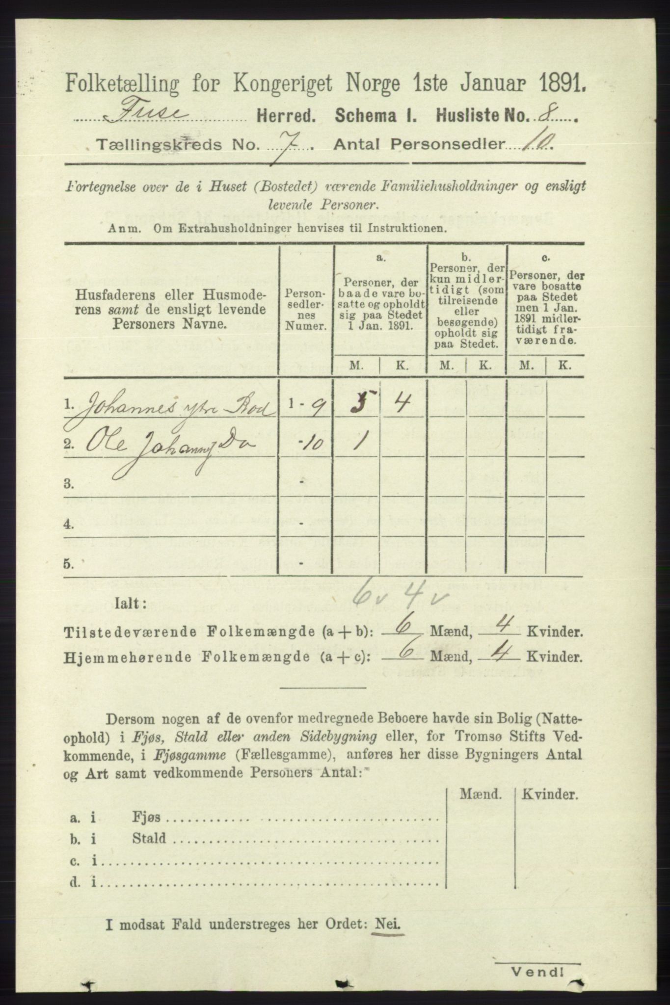 RA, 1891 census for 1241 Fusa, 1891, p. 1271