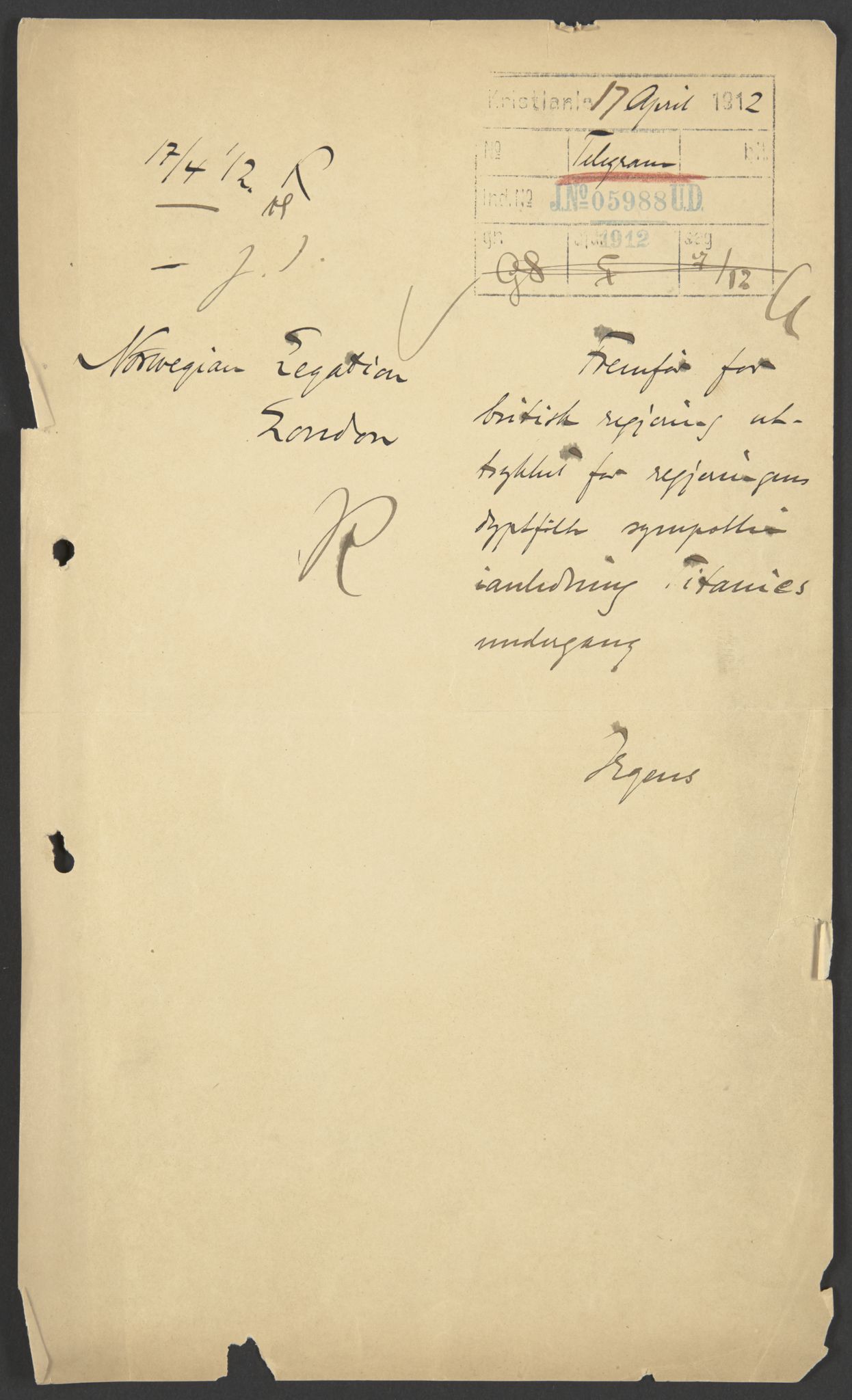 Utenriksdepartementet, AV/RA-S-2259, 1844-1931, p. 5