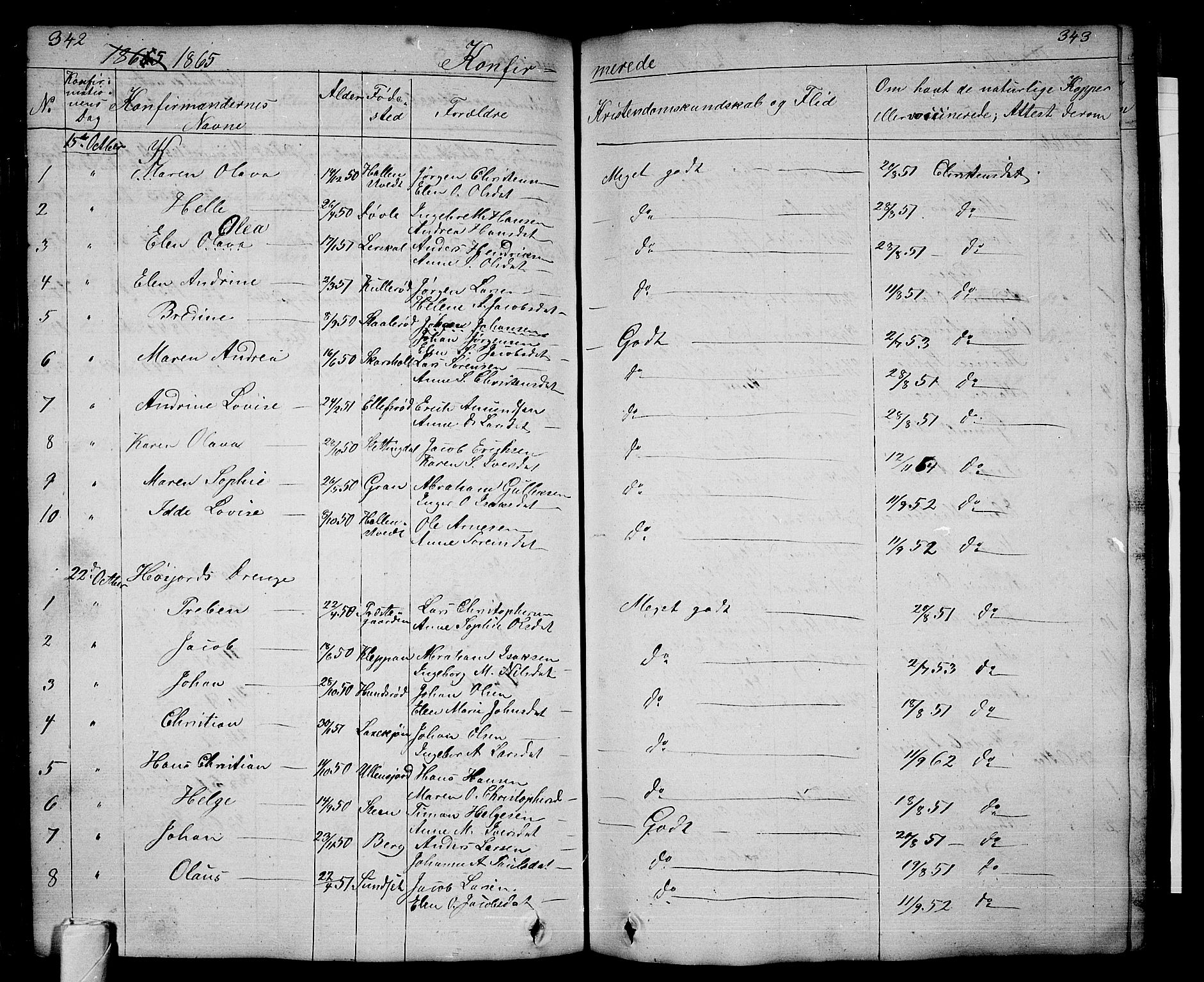 Andebu kirkebøker, AV/SAKO-A-336/G/Ga/L0003: Parish register (copy) no. I 3, 1832-1867, p. 342-343