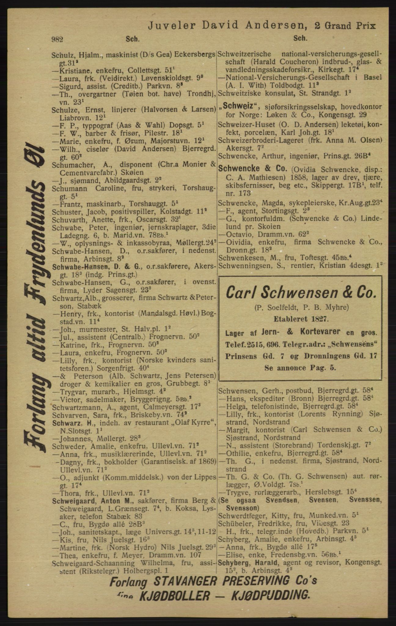 Kristiania/Oslo adressebok, PUBL/-, 1913, p. 994